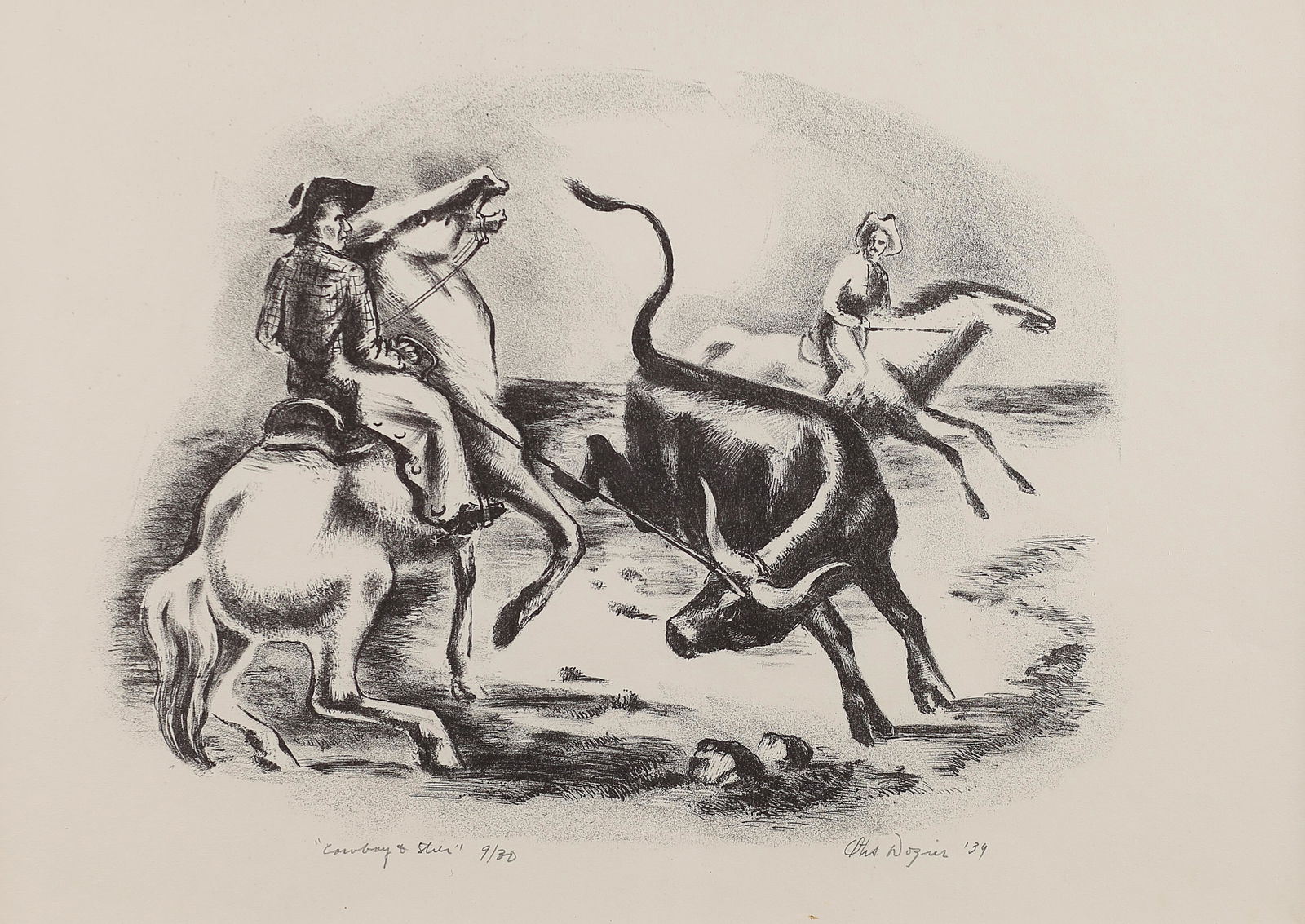 Otis Dozier (Am. 1904-1987), Cowboy and Steer, ed. (1 of 1)