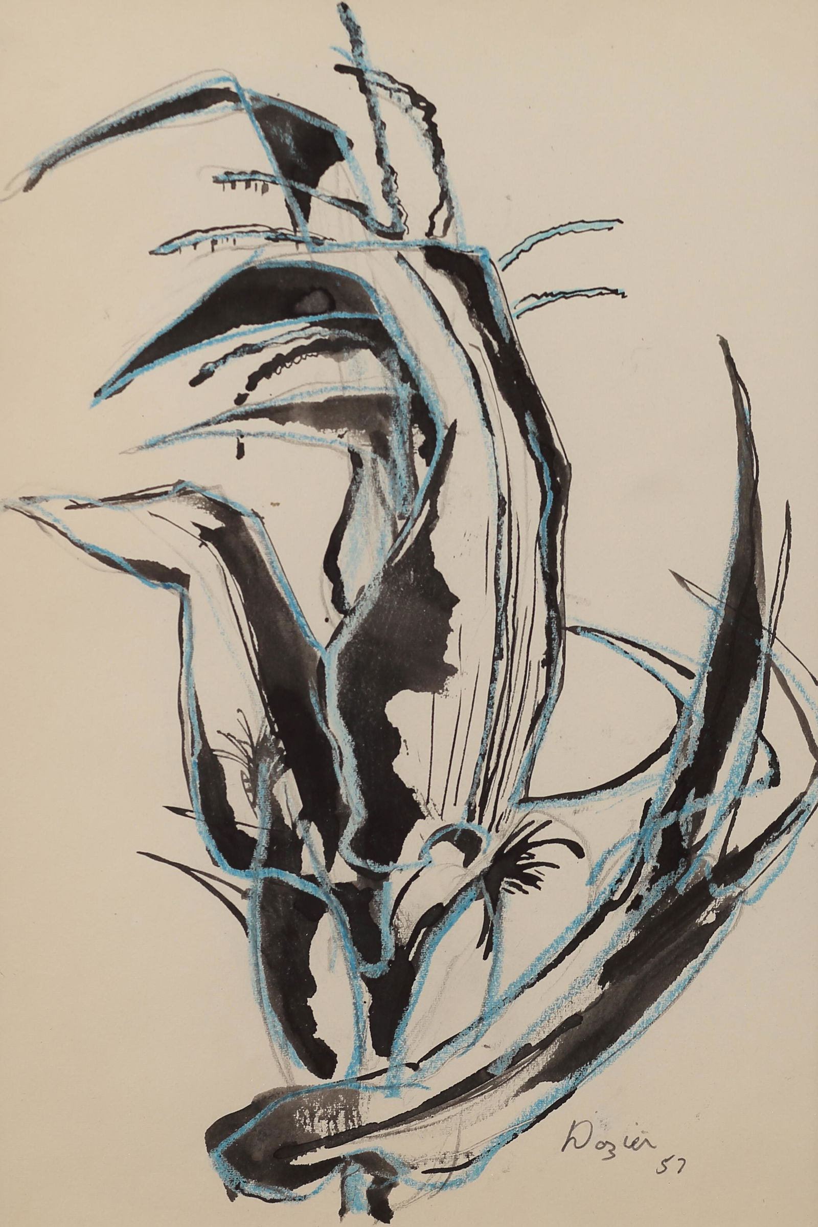 Otis Dozier (Am. 1904-1987), Corn, 1957, ink and pastel (1 of 1)