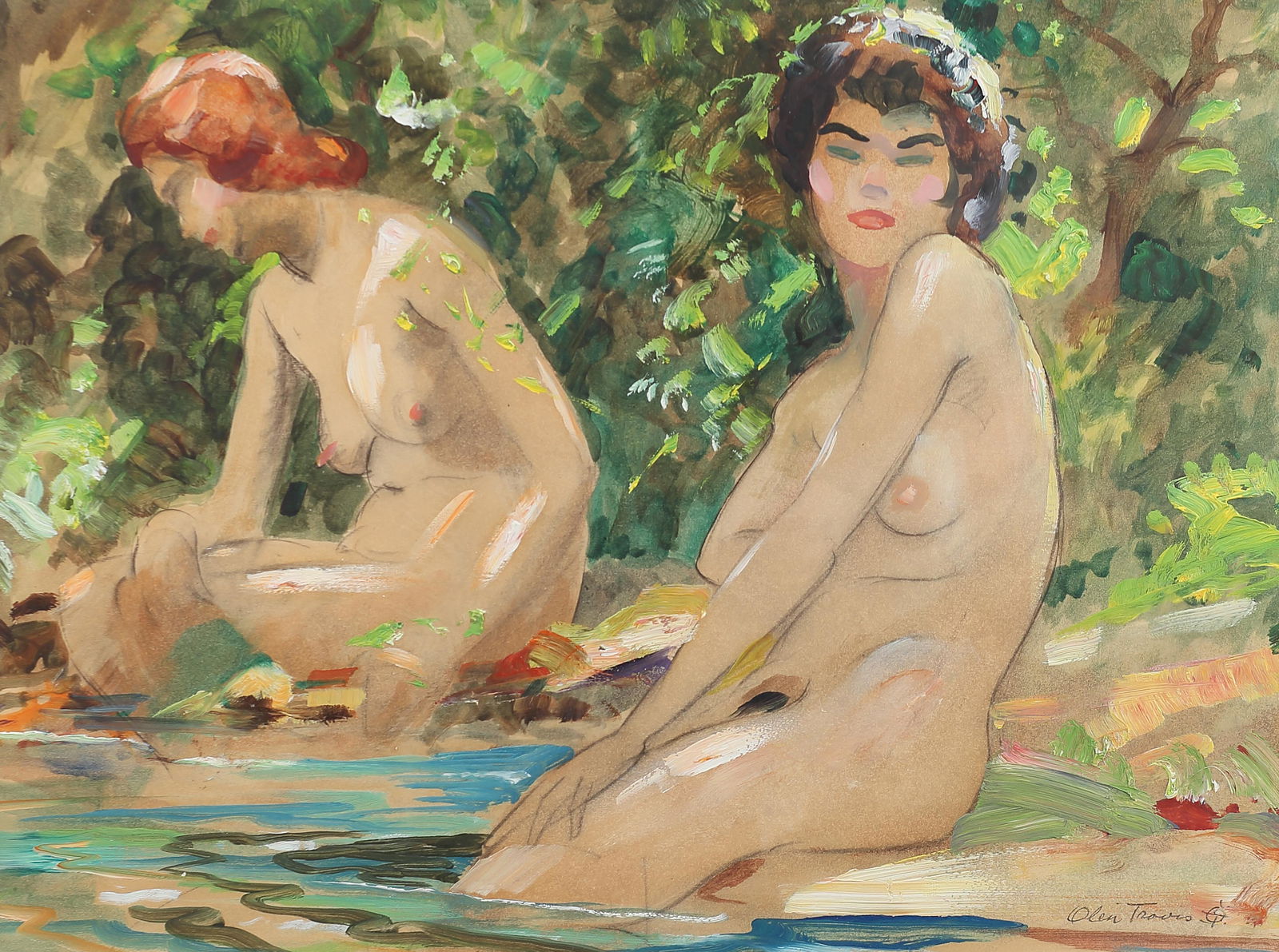 Olin Herman Travis (Am. 1888-1975), Two Nudes, oil on (1 of 1)