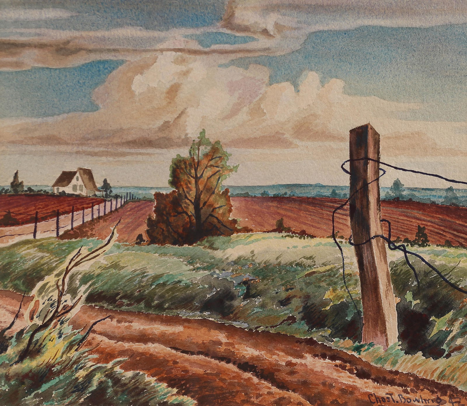 Charles Taylor Bowling (Am. 1891-1985), Untitled, 1942,: Untitled, 1942, watercolor on paper, 10 x 11 1/2, signed lower right: Chas T. Bowling 42