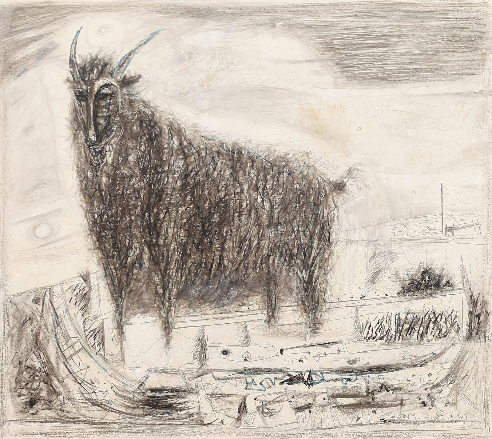 Everett Spruce (Am. 1908-2002), Angora Goat, mixed (1 of 1)