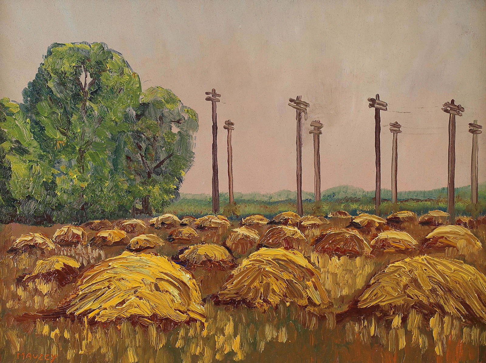 Merritt Mauzey (Am. 1897-1973), Haystacks and (1 of 1)
