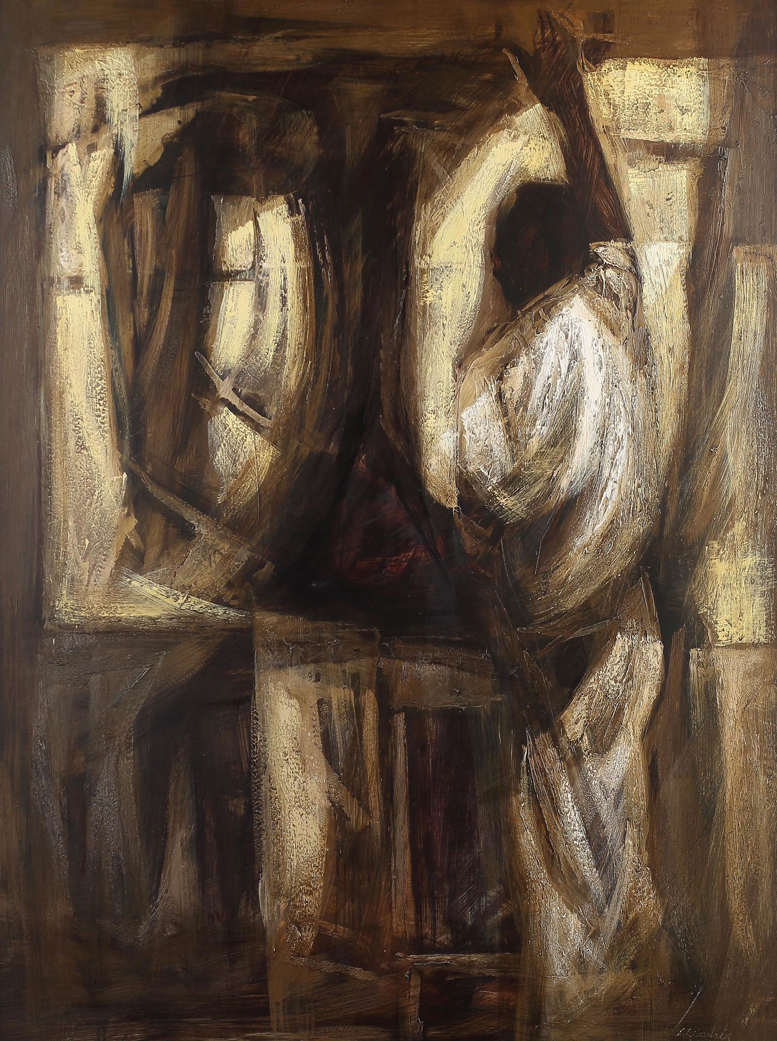 Cecil Casebier (Am. 1922-1996), Man with Canvas, 1957, (1 of 1)