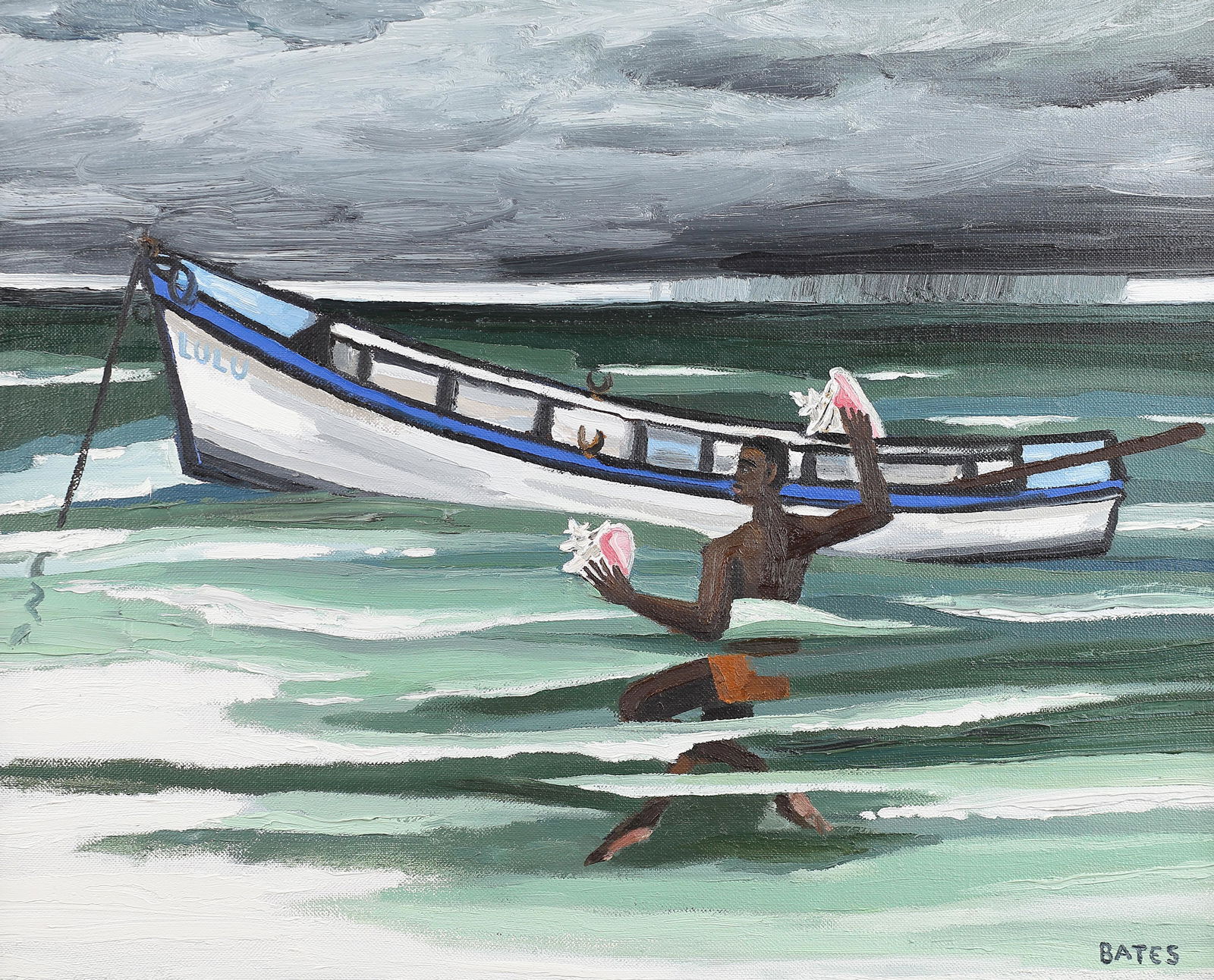 David Bates (Am. Bn. 1952-), Lulu, 2007-2008, oil on: Lulu, 2007-2008, oil on canvas, 24 x 30, signed lower right: BATES