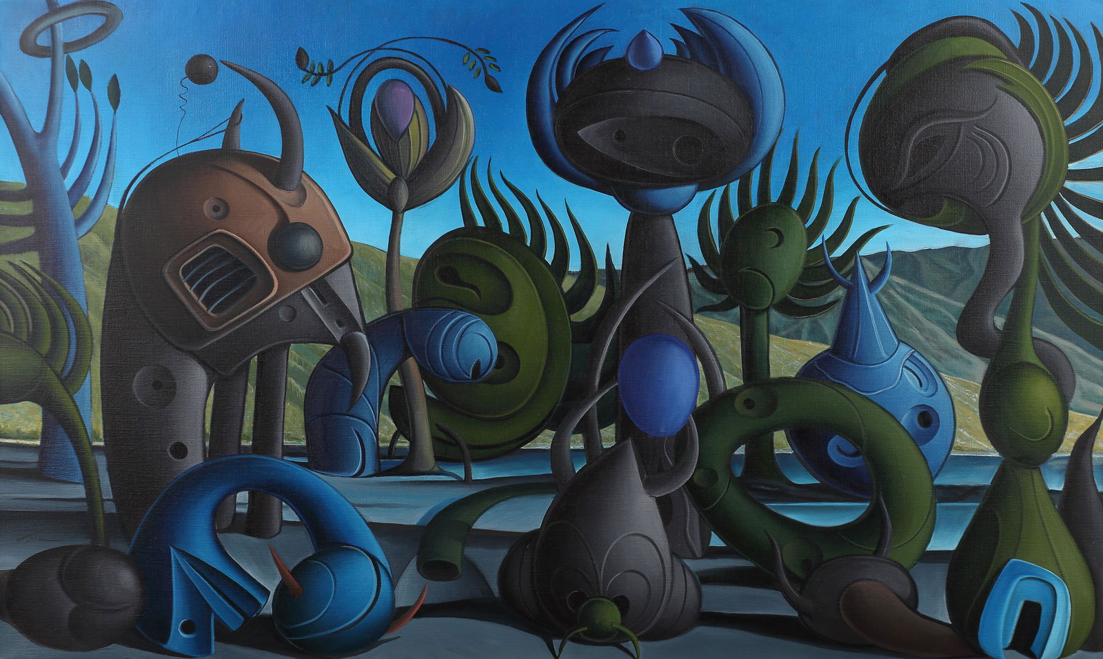 Valton Tyler (Am. 1944-2017), Bathers, 2003, oil on: Bathers, 2003, oil on canvas, 36 x 60, signed on reverse: Valton Tyler, "Bathers" 2003