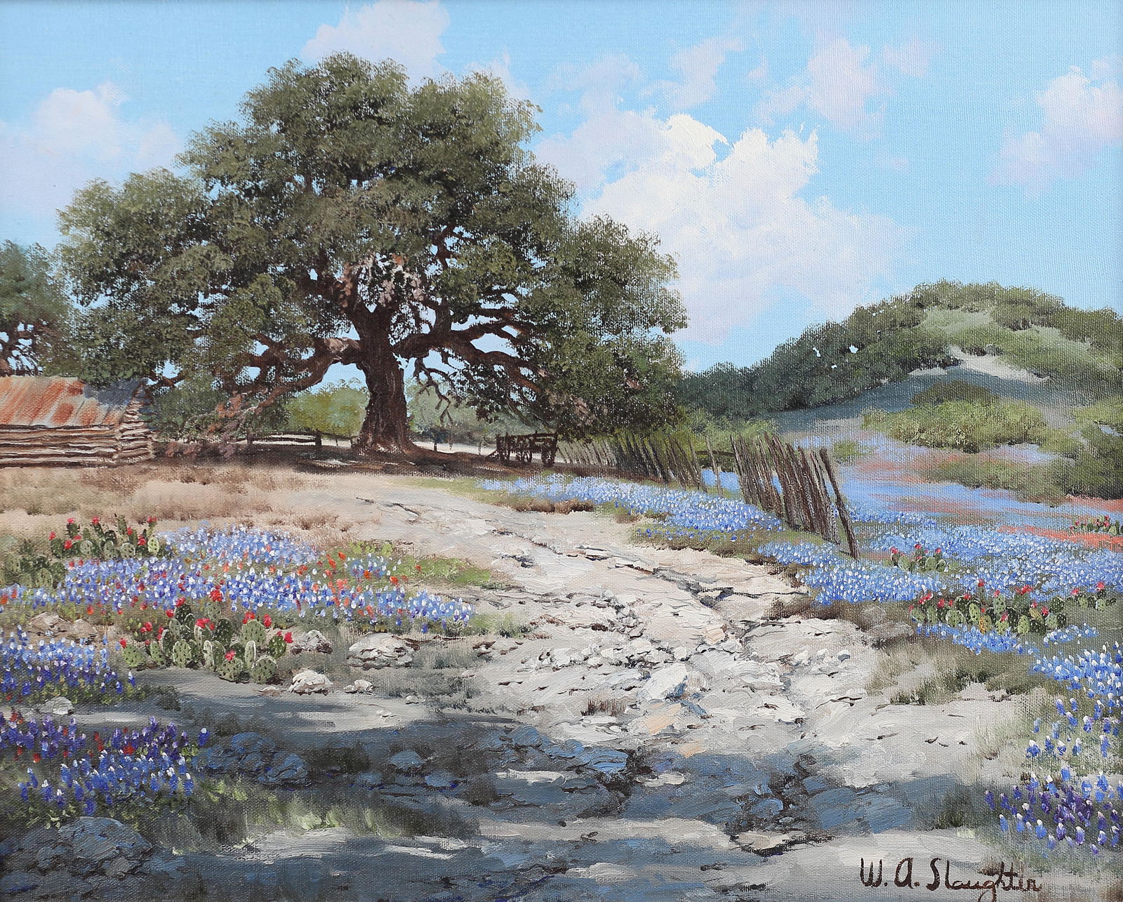 William Slaughter (Am. 1923-2003), Bluebonnet: Bluebonnet Landscape, oil on canvas, 16 x 20, signed lower right: W. A. Slaughter