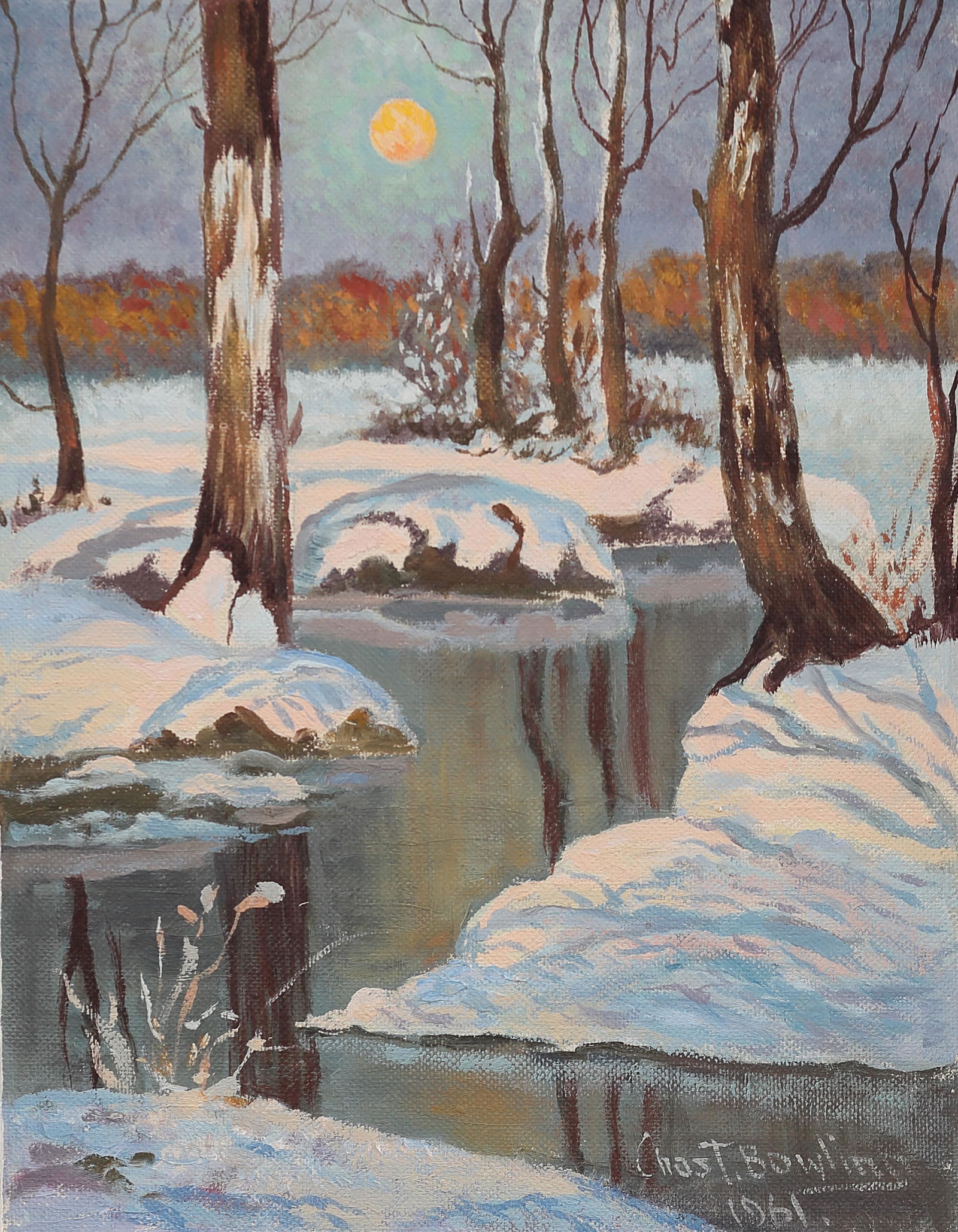 Charles Bowling (Am. 1891-1985), Winter Moon Rise, (1 of 1)