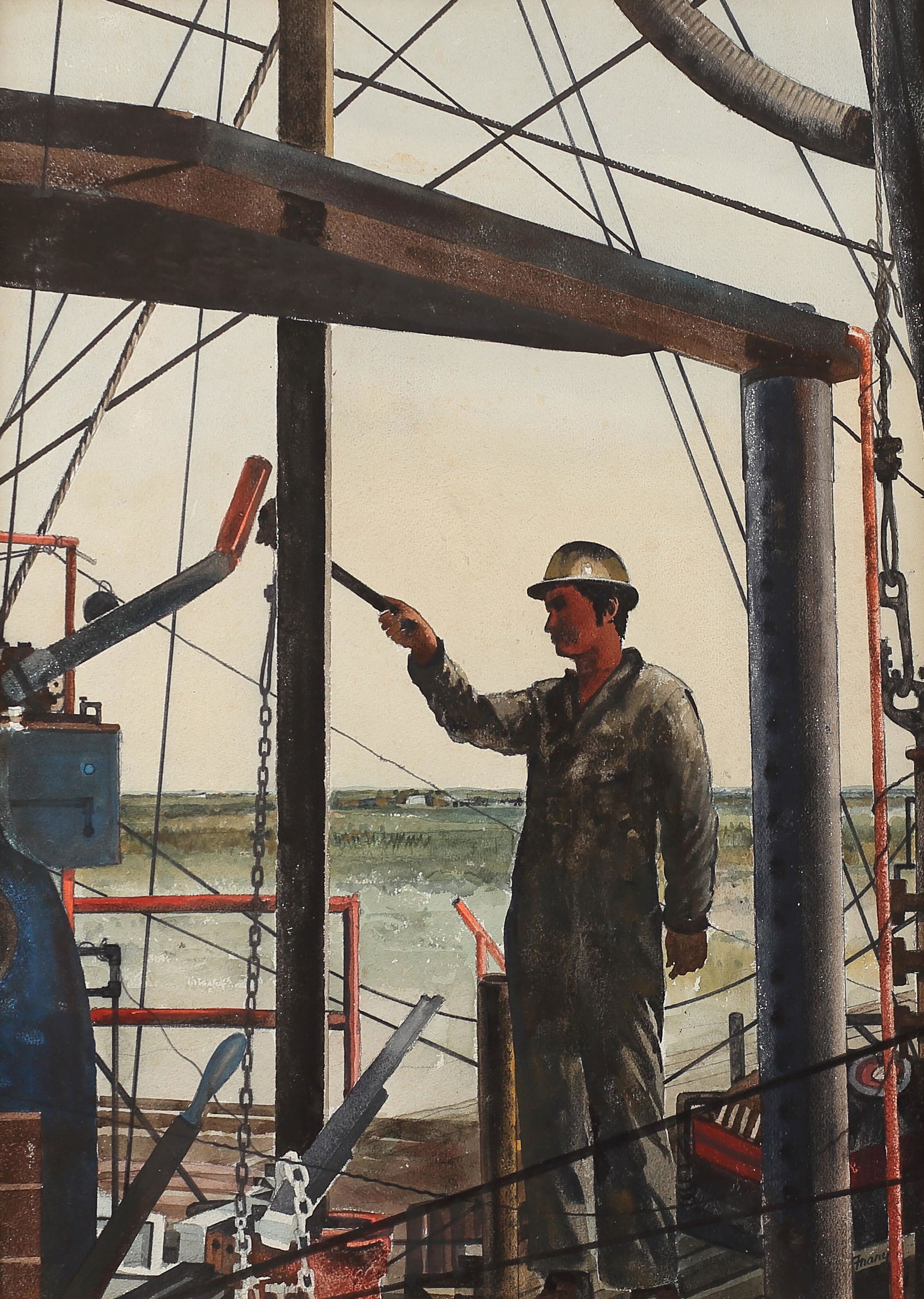 Michael Frary (Am. 1918-2005), Man working on an Oil (1 of 1)