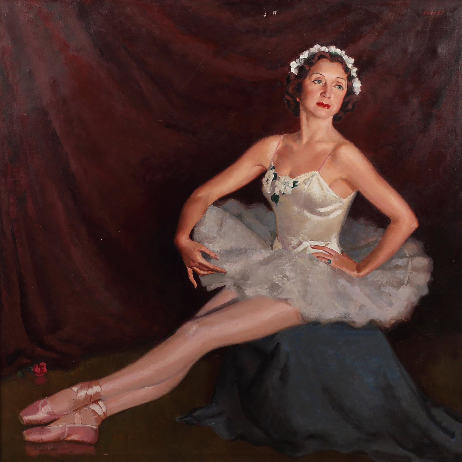 Albert Lake (Am. 1903-1990), Danilova, 1957, oil on: Danilova, 1957, oil on canvas, 52 x 52, signed upper right: Lake 57
