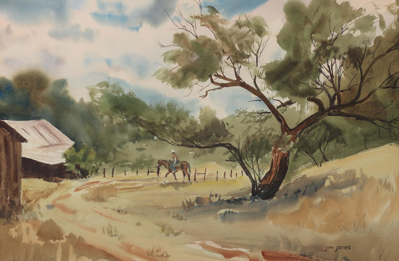 Jim Jones (Am. 20th Cent.), Horse and Rider in the Barnyard (1 of 1)