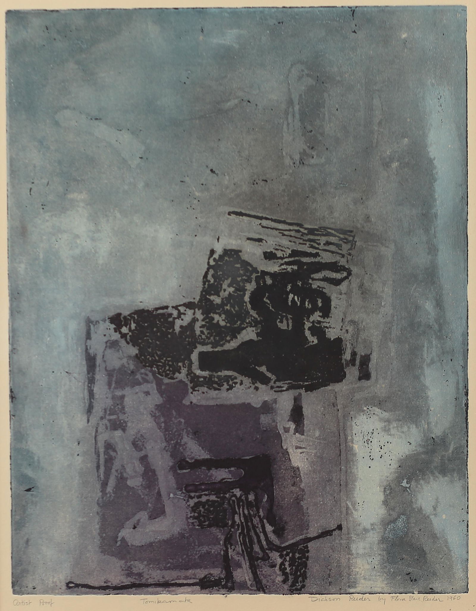 Dickson Reeder (Am. 1912-1970), Tomikamak, 1960: Tomikamak, 1960, color aquatint, 17 1/2 x 13 1/2, signed across bottom: Artist Proof, Tomikamak, Dickson Reeder by Flora Blanc Reeder, 1960