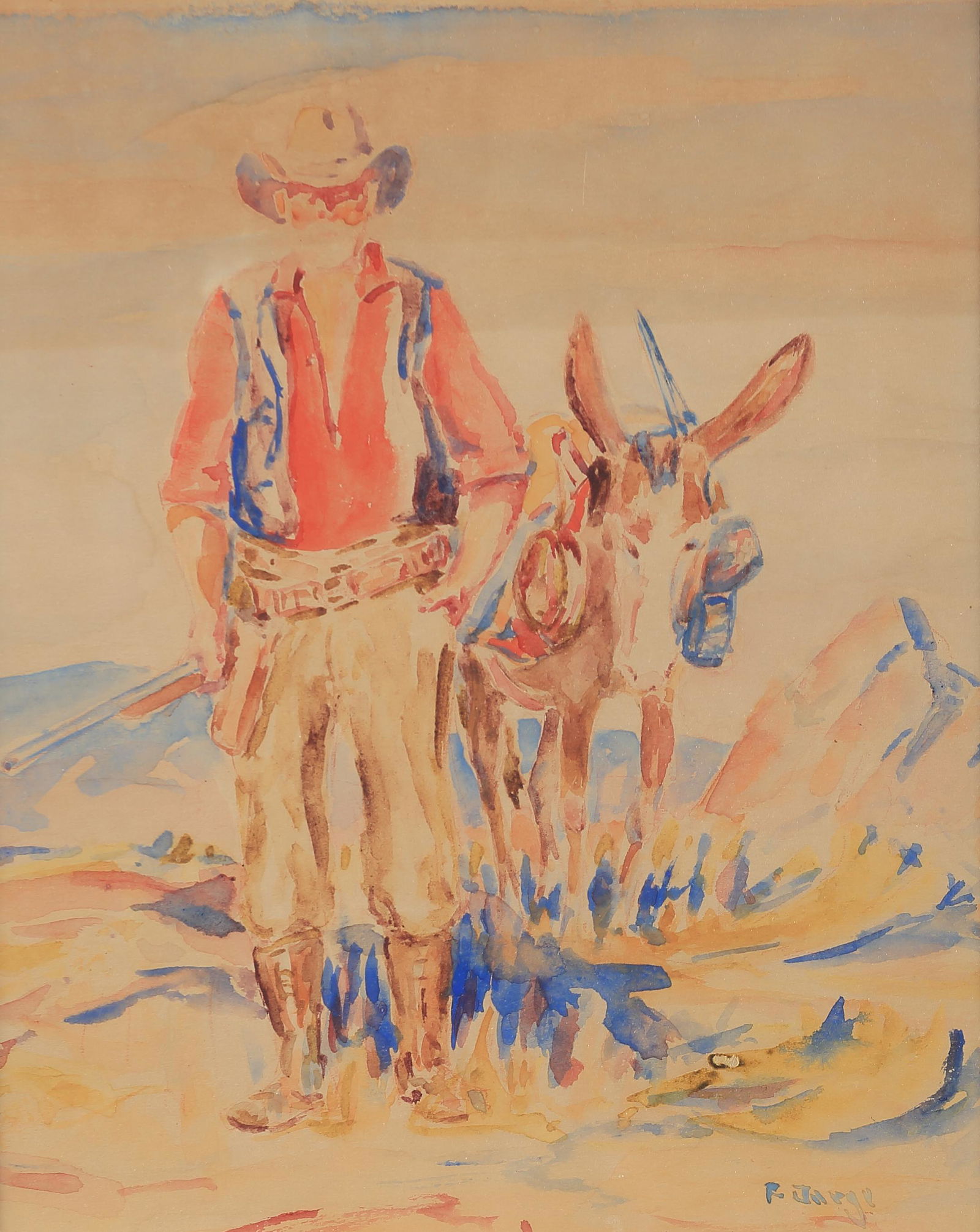 Fred Darge (Am. 1900-1978), Cowboy and Burro (1 of 1)