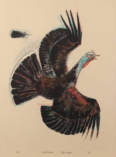 Otis Dozier (Am. 1904-1987), Wild Turkey, Artist Proof, 1987: Wild Turkey, Artist Proof, 1987, lithograph in colors, 29 x 21 1/2, signed across bottom: A/P, Wild Turkey, Otis Dozier '87