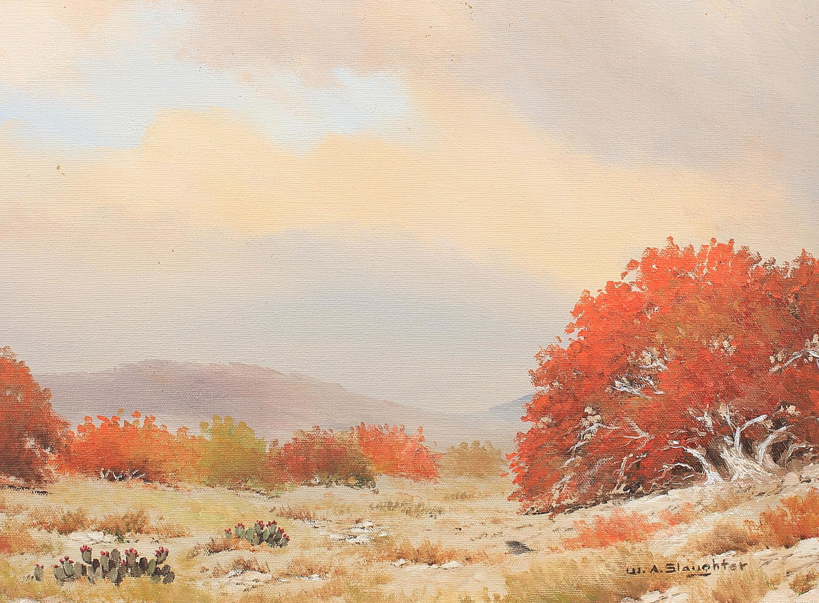 William Slaughter (Am. 1923-2003) , Autumn Texas Landscape: Autumn Texas Landscape, oil on canvas, 12 x 16, signed lower right: W.A. Slaughter