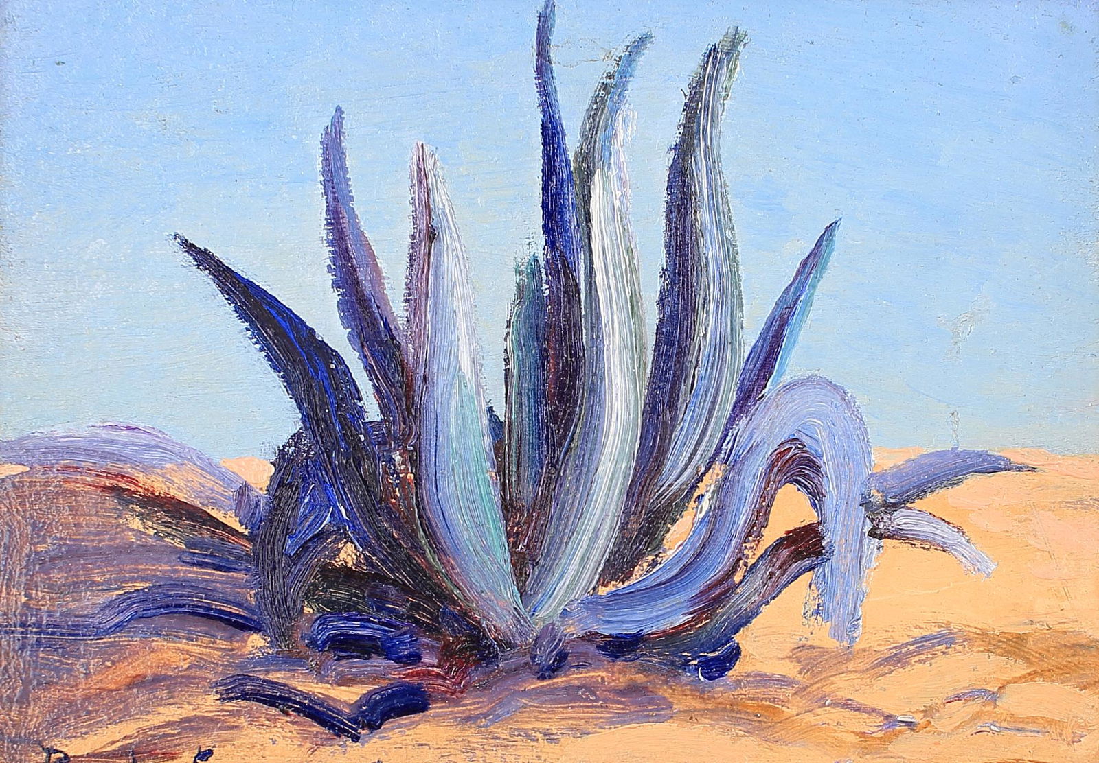 Berla Emeree (Am. 1899-1948), Two Small paintings: Barrel Cacti and Agave (1 of 2)