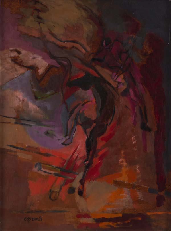 Cynthia Brants (Am. 1924-): Study for a Fall 1959 oil on masonite 16 x 12