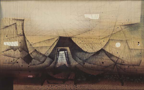 Paul Maxwell (Am. 1925-): Untitled 1953 watercolor 13 1/2 x 21 1/2