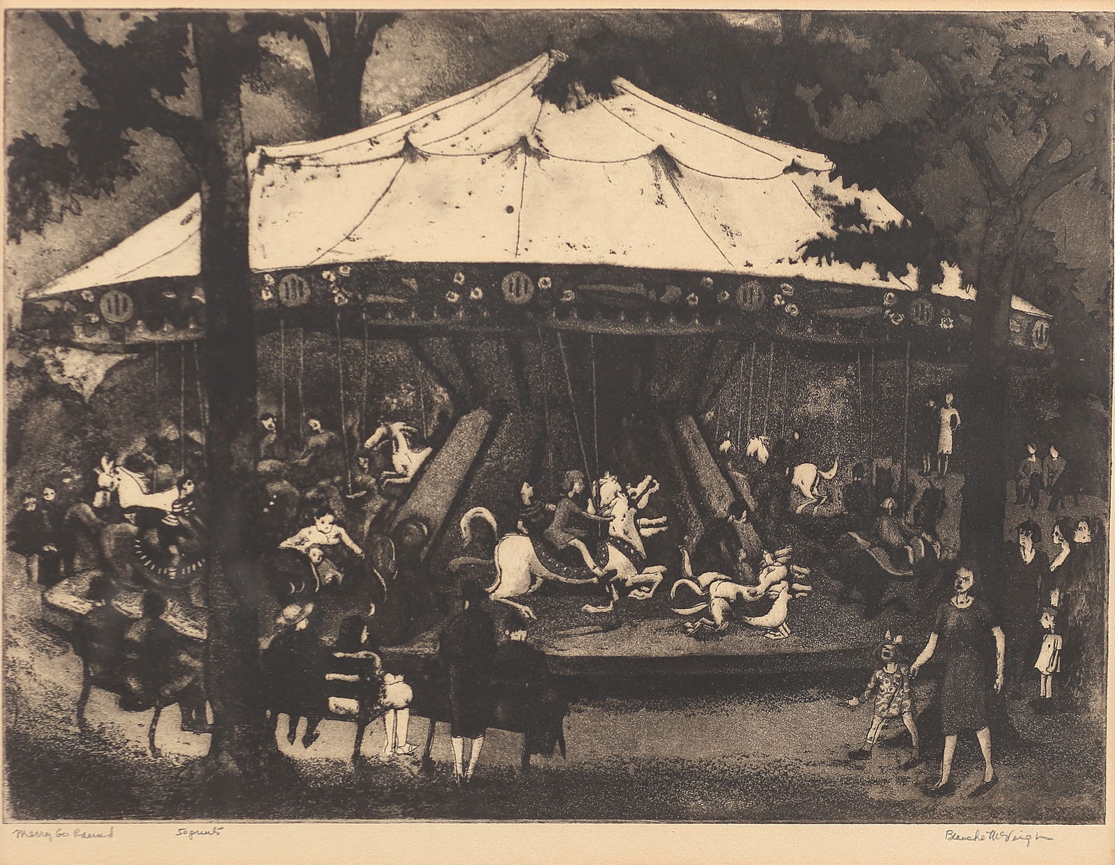 Blanche McVeigh (Am. 1895-1970), Merry-Go-Round, ed. 50, 1944, aquatint (1 of 1)