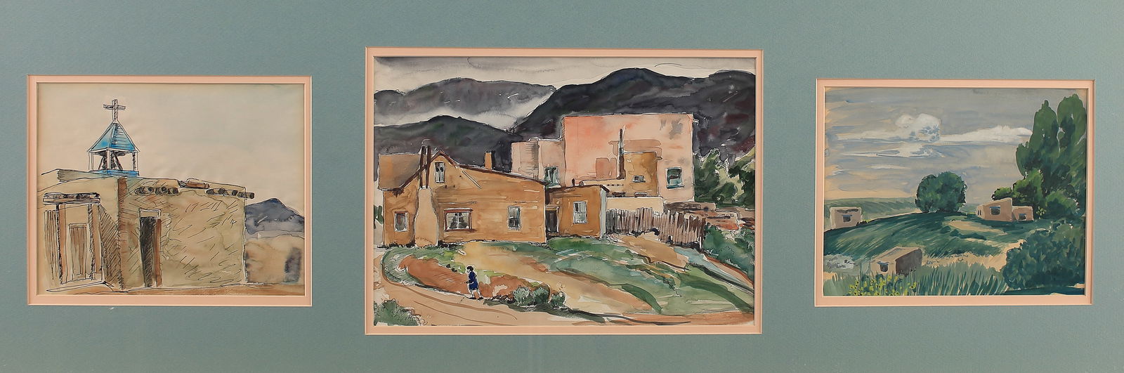 Blanche McVeigh (Am. 1895-1970), Three New Mexico Landscapes, ink and watercolor on paper: Three New Mexico Landscapes, ink and watercolor on paper, 7 1/2 x 9 1/2; 9 1/2 x 13 1/2; 7 1/2 x 9 1/2, ,