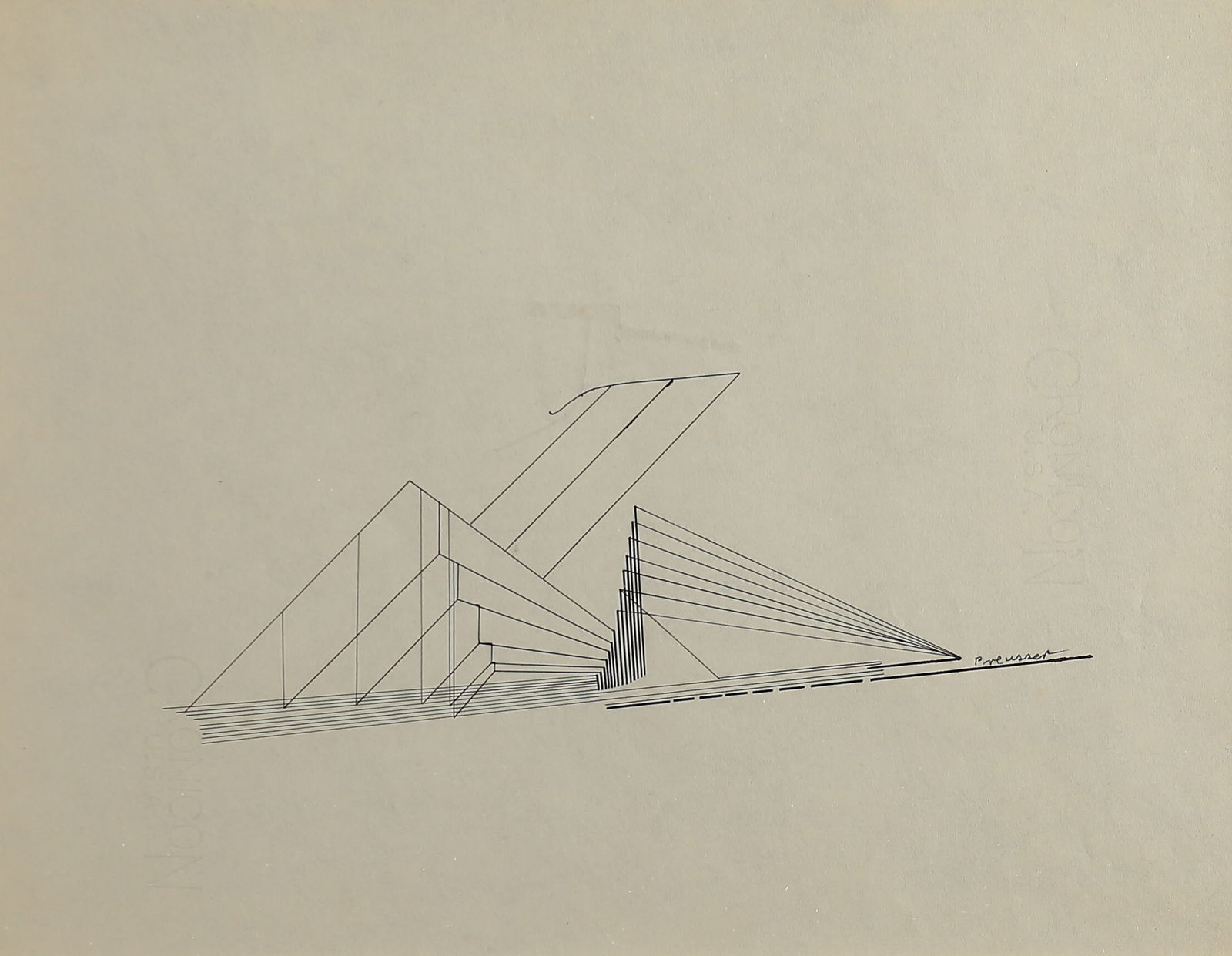 Robert Preusser (Am. 1919-1992), Angular Drawing, c. 1938-40, ink on paper (1 of 1)