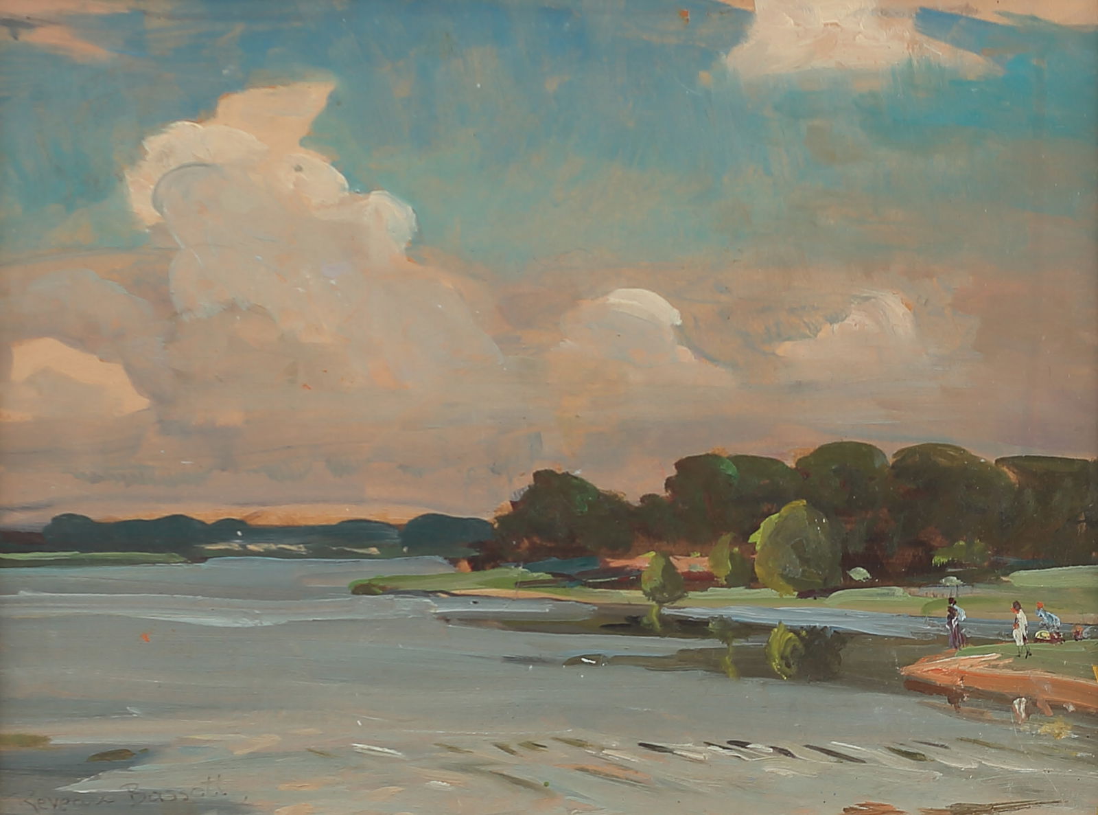 Reveau Bassett (Am. 1897-1981), White Rock Lake, oil on board (1 of 1)