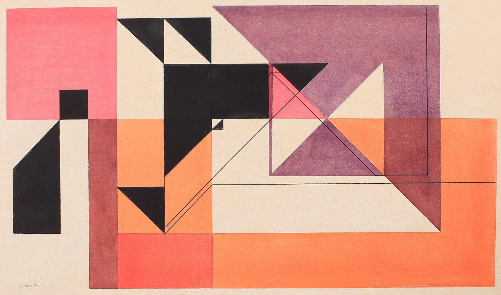 Coreen Mary Spellman (Am. 1905-1978), Geometrie, watercolor on paper: Geometrie, watercolor on paper, 15 x 25, signed across bottom: Geometrie, Coreen Mary Spellman,