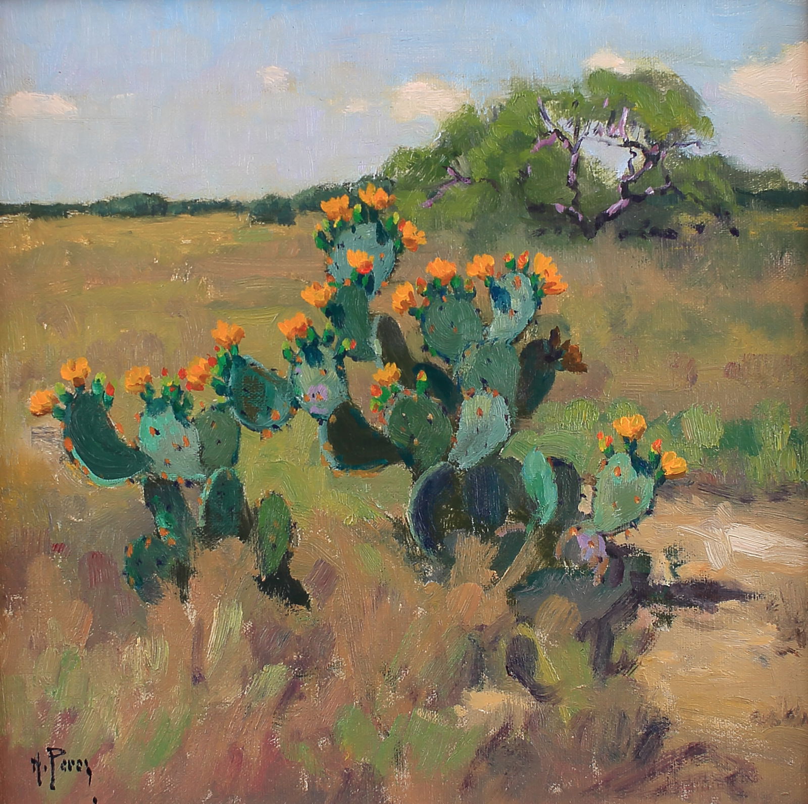 Noe Perez (Am. b. 1958), Study for “Texas Blooms” © 2023, oil on canvas board (1 of 1)