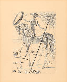 Salvador Dali (Am. 1904-1989), Don Quixote, etching: Don Quixote, etching, 6 3/4 x 4 3/4, , This concludes the selection of artworks from the Blakeley Collection of Texas Art
