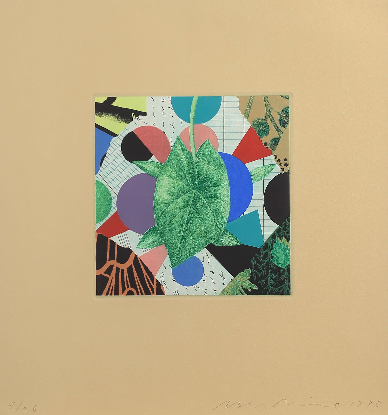 Dan Rizzie (Am. b. 1951), Untitled, ed. 26, 1995, intaglio and screenprint on paper: Untitled, ed. 26, 1995, intaglio and screenprint on paper, 19 1/4 x 18, signed across bottom: 4/26 Dan Lizzie 1995, This concludes artworks from the Collection of Parks for Downtown Dallas.