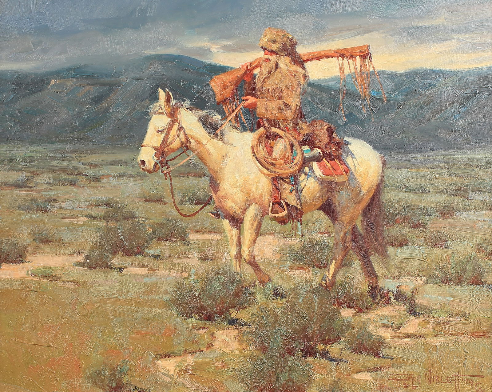 Gary Niblett (Am. b. 1943), Horse and Rider, 1979, oil on board: Horse and Rider, 1979, oil on board, 16 x 20, signed lower right: Gary Niblett ’79 CA,