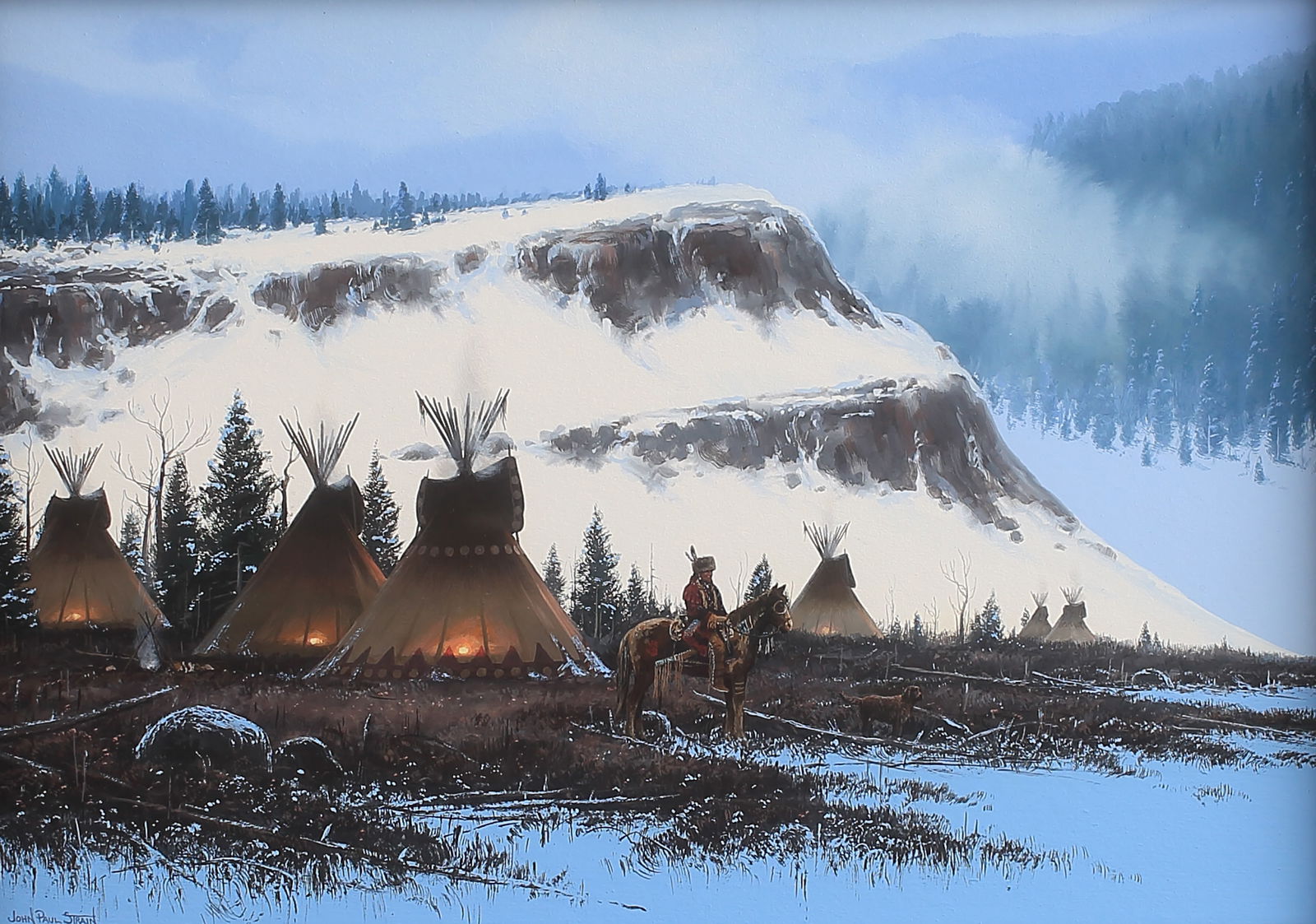 John Paul Strain (Am. b. 1955), Winter on The West Rim, 1996 (c), gouache on paper (1 of 1)