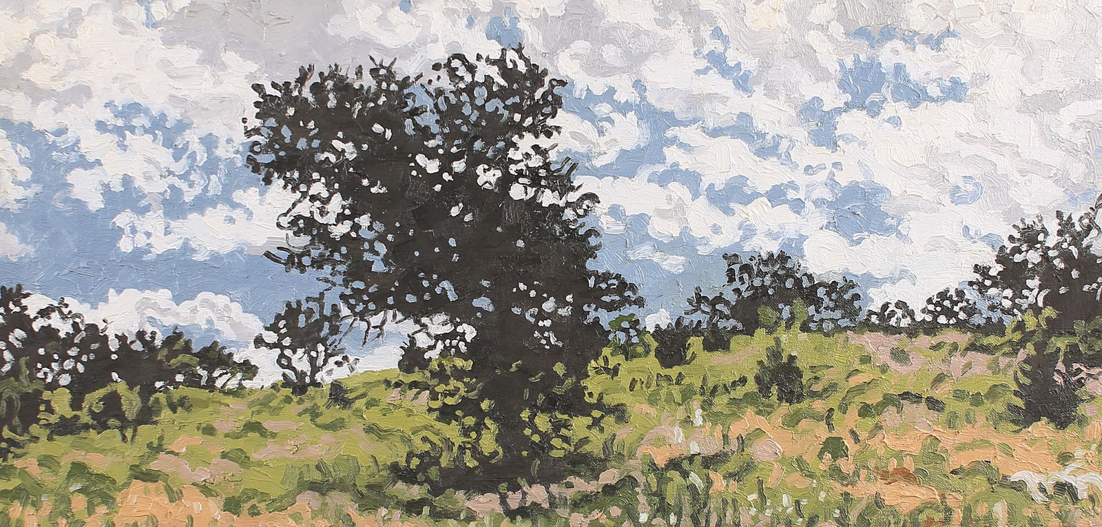 Roger Winter (Am. b. 1934), Silhouetted Trees, 1982, oil on canvas: Silhouetted Trees, 1982, oil on canvas, 10 x 20, signed and titled on verso: Silhouetted Trees, 1982,