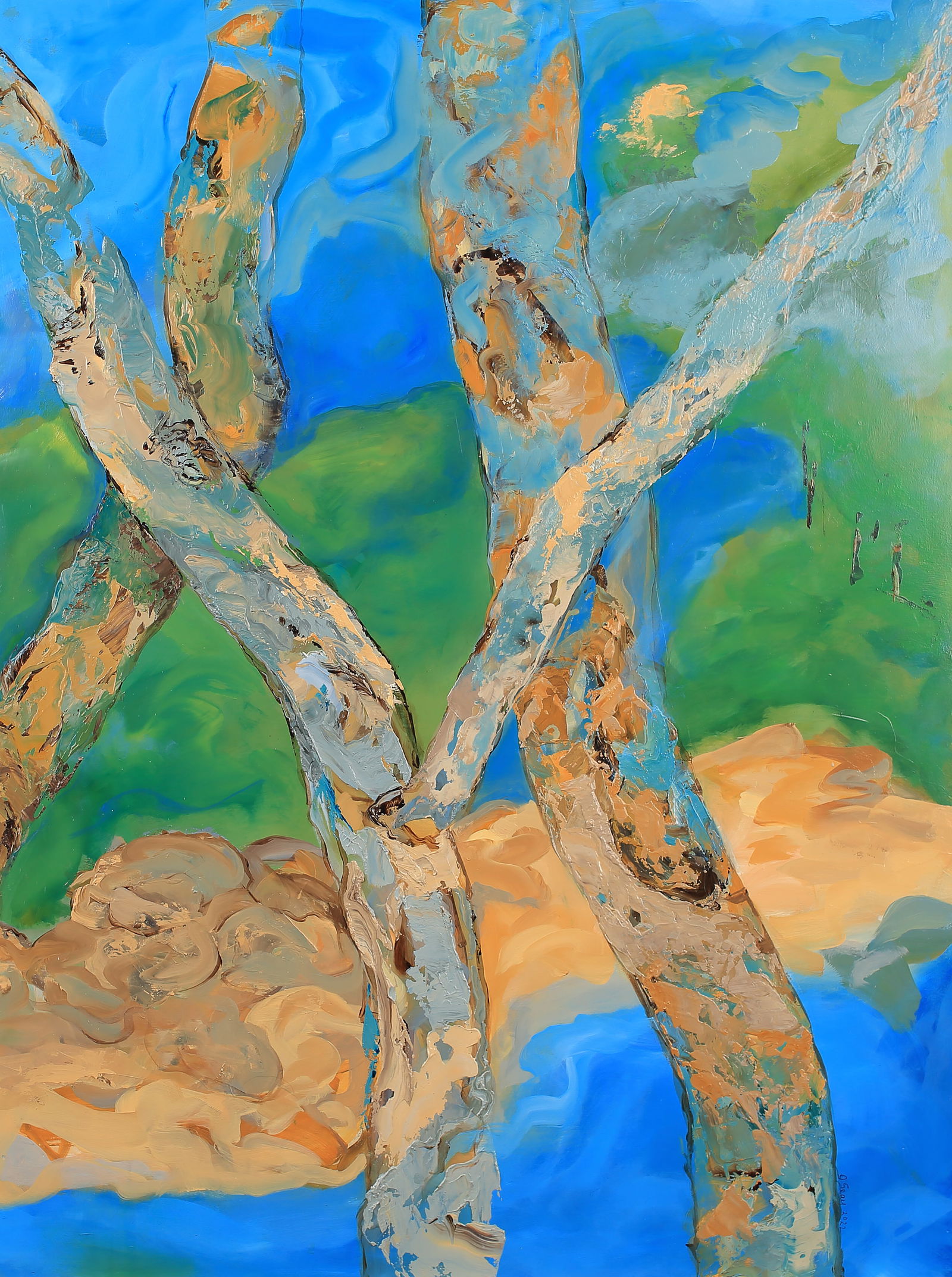 Judith Seay (Am. b. 1949), A Peaceful Abstraction, 2022, oil on wood panel: A Peaceful Abstraction, 2022, oil on wood panel, 40 x 30, signed lower right: J Seay 2022,