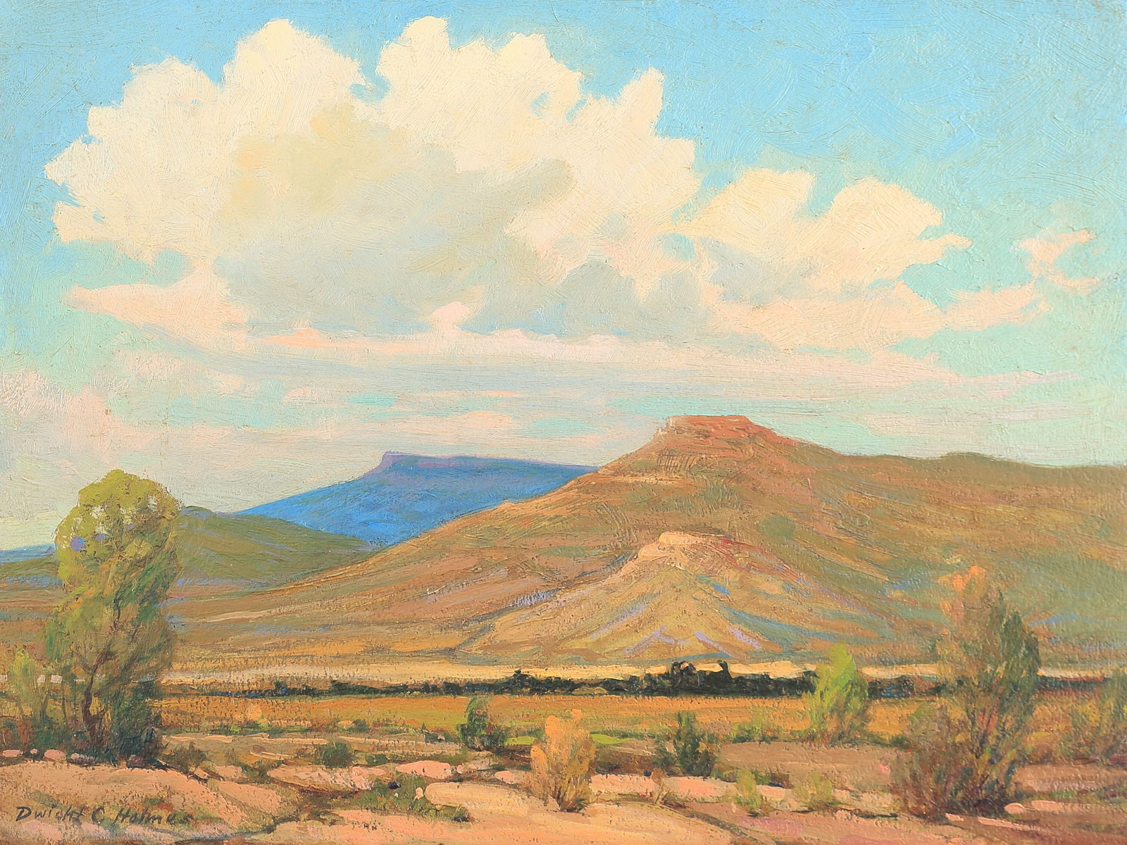 Dwight C. Holmes (Am. 1900-1986), Desert & Mesas, oil on board (1 of 1)