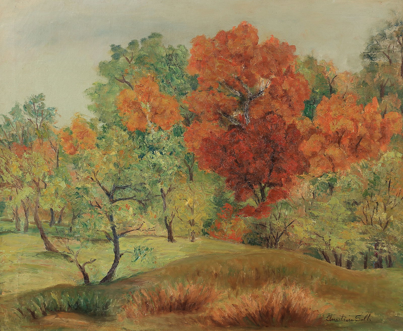 Anastasia Salt (Am. 1891-1982), Fall Landscape, oil on canvas (1 of 1)