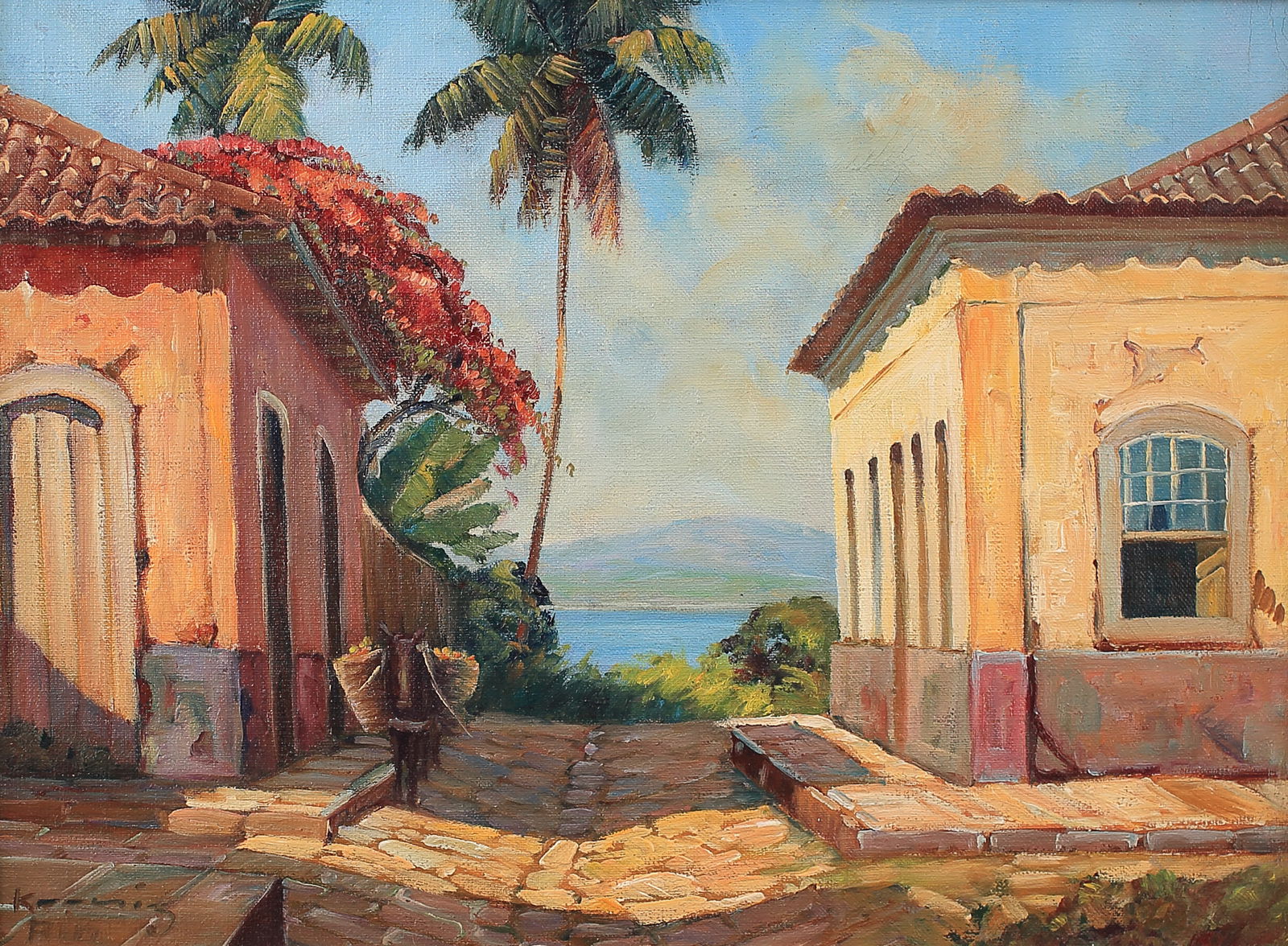 Mary Aubrey Keating (Am. 1894-1953), Mexican Village, oil on canvas: Mexican Village, oil on canvas, 12 x 15 1/2, signed lower left: Keating