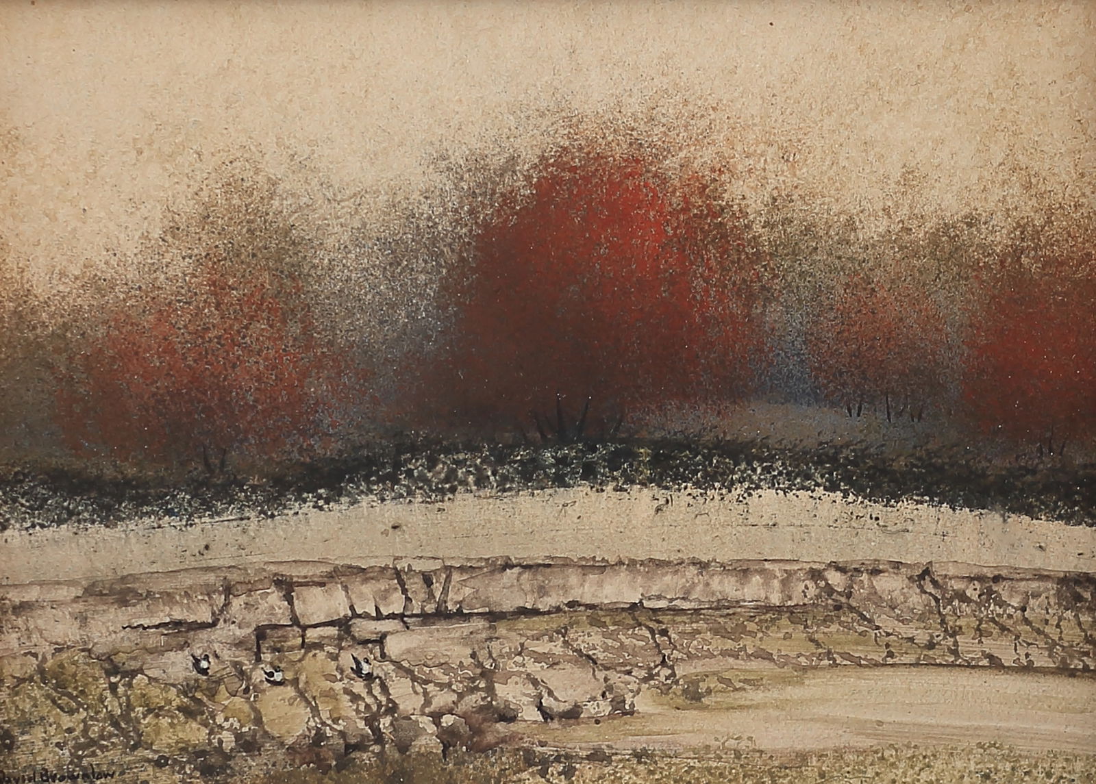 David Brownlow (Am. 1915-2008), Landscape, mixed media on paper (1 of 1)