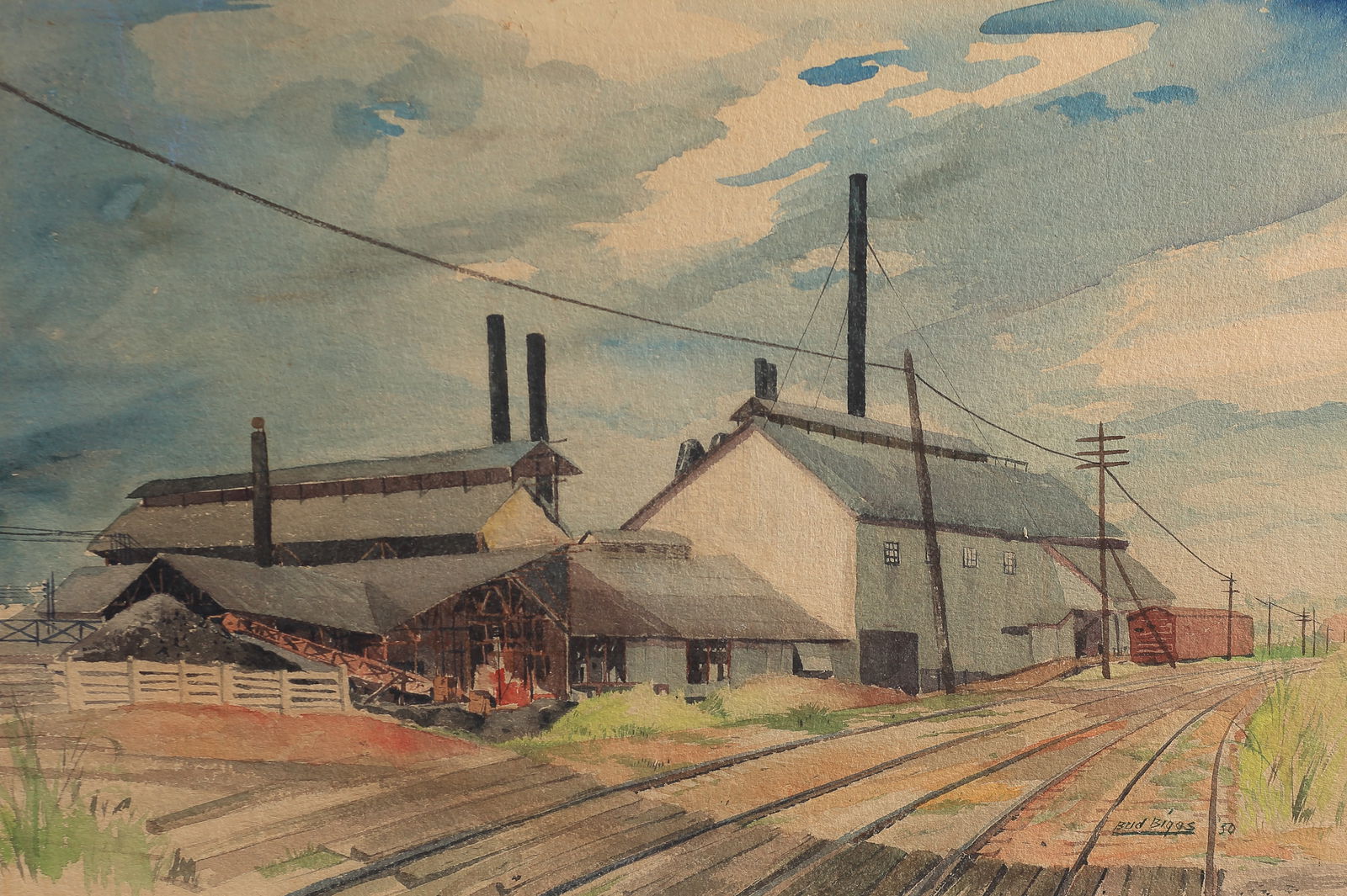 Bud Biggs (Am. 1906-1985), Cotton Gin, 1950, watercolor on paper (1 of 1)