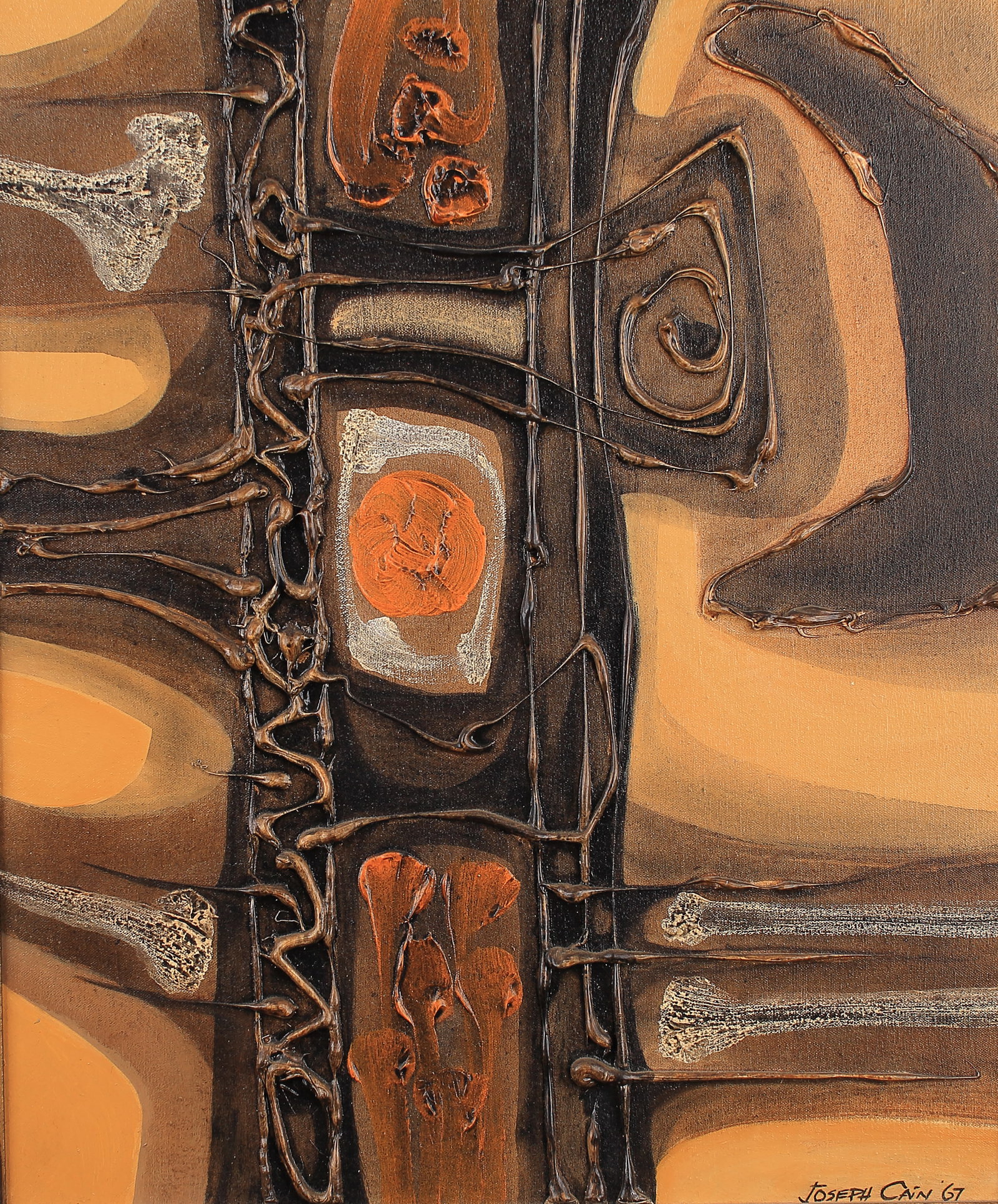 Joseph Cain (Am. 1920-1980), Desert Form, 1967, oil on canvas: Desert Form, 1967, oil on canvas, 24 x 20, signed lower right: Joseph Cain ’67, titled on verso: “Desert Form” Cain,