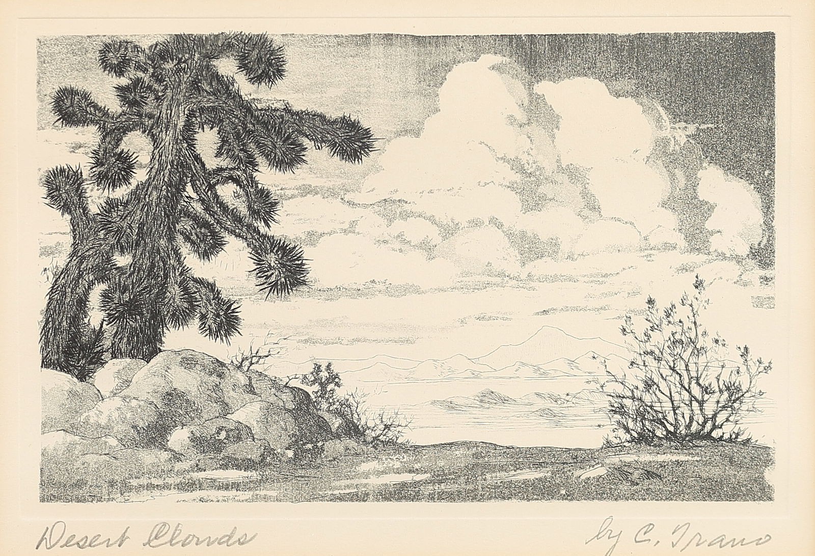 Clarence Trano (Am. 1895-1958), Desert Clouds, etching (1 of 1)