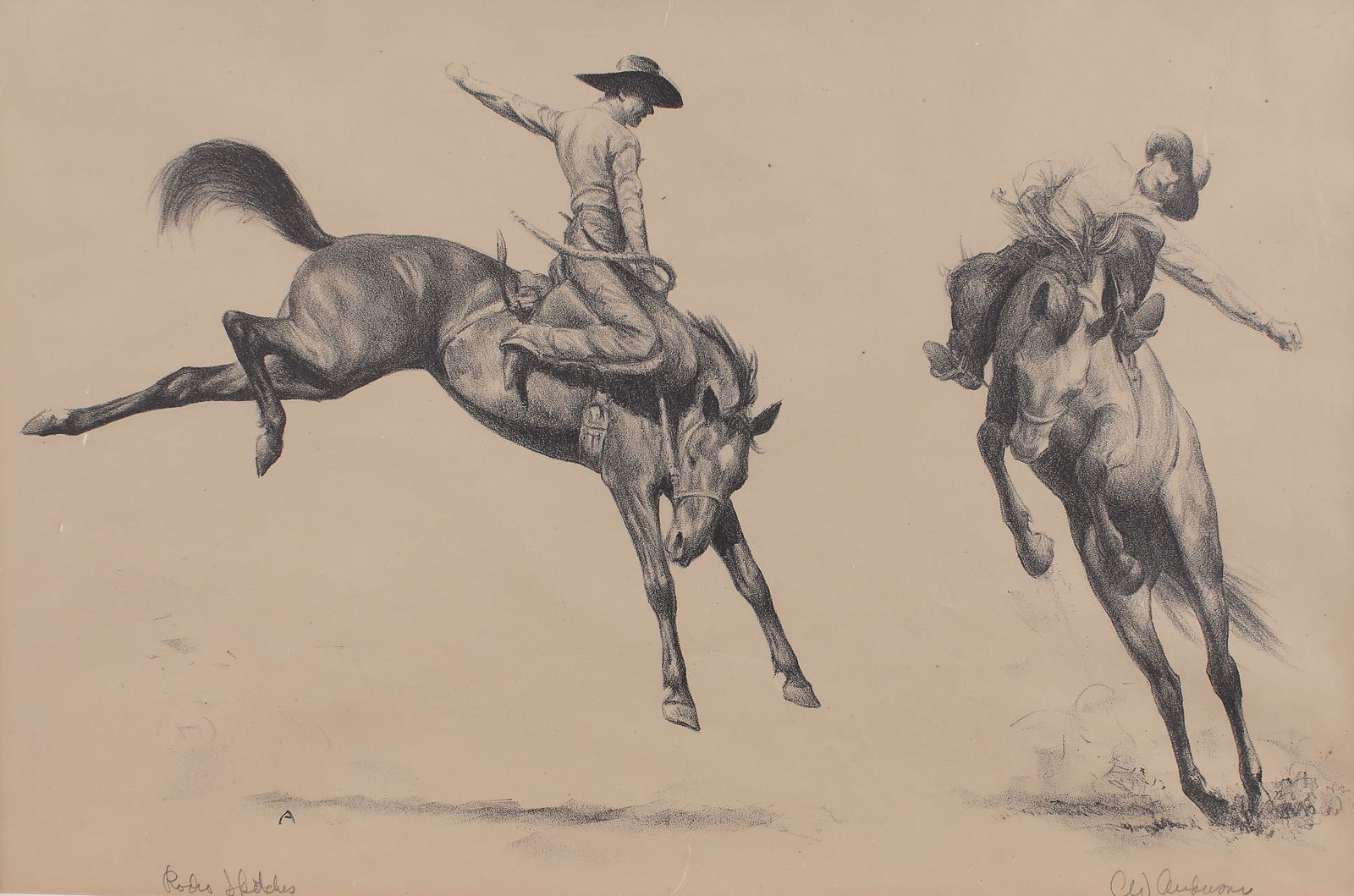 Clarence William Anderson (Am. 1891-1971), Rodeo Sketches, lithograph (1 of 1)