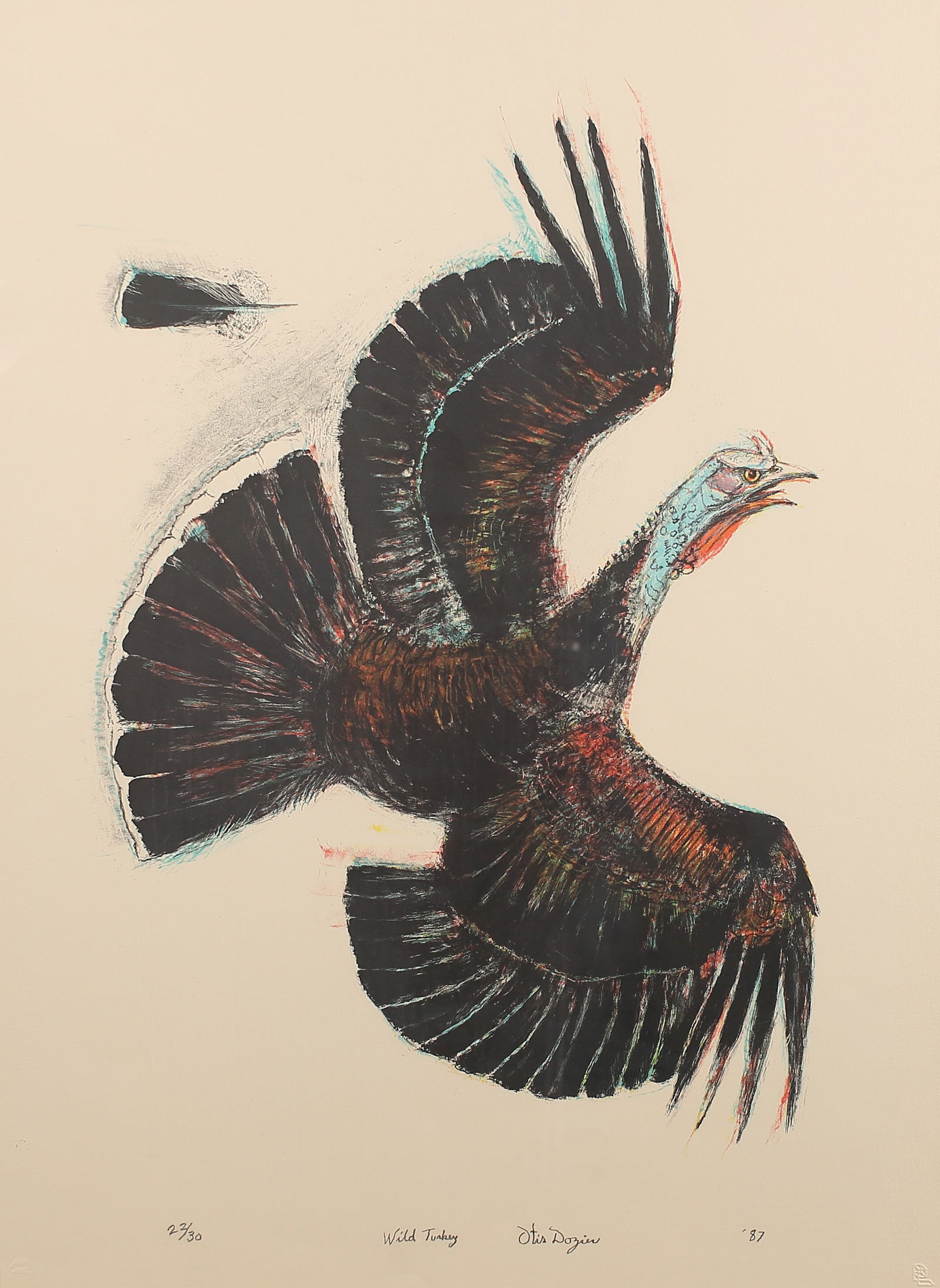 Otis Dozier (Am. 1904-1987), Wild Turkey, ed. 30, 1987, color lithograph (1 of 1)