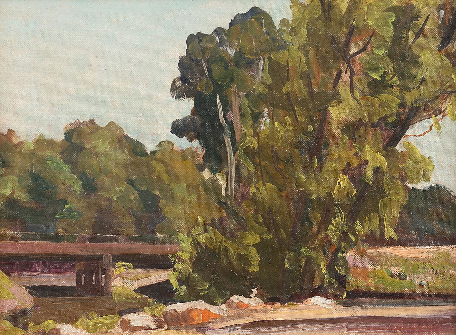 Reveau Bassett (Am. 1897-1981), The Old Bridge, oil on canvasboard (1 of 1)