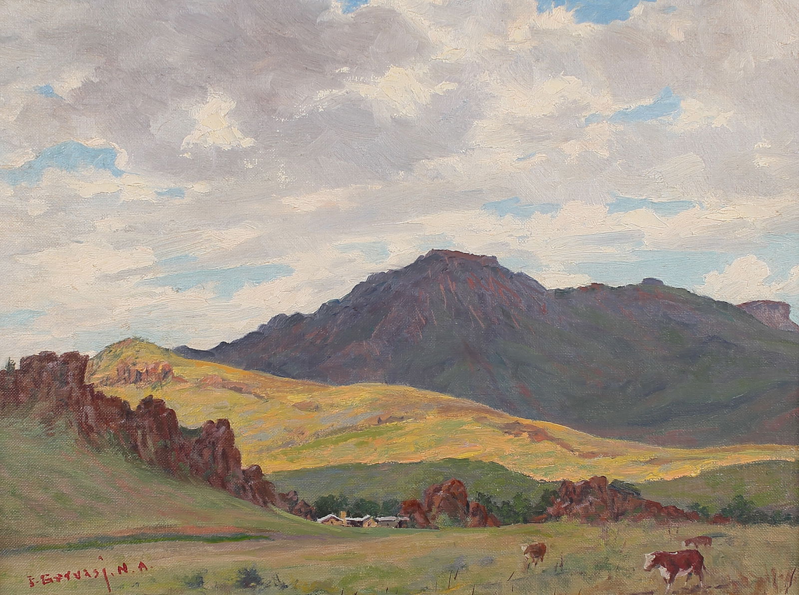 Frank Gervasi (Am. 1895-1986), Landscape with Cattle, oil on canvas board (1 of 1)