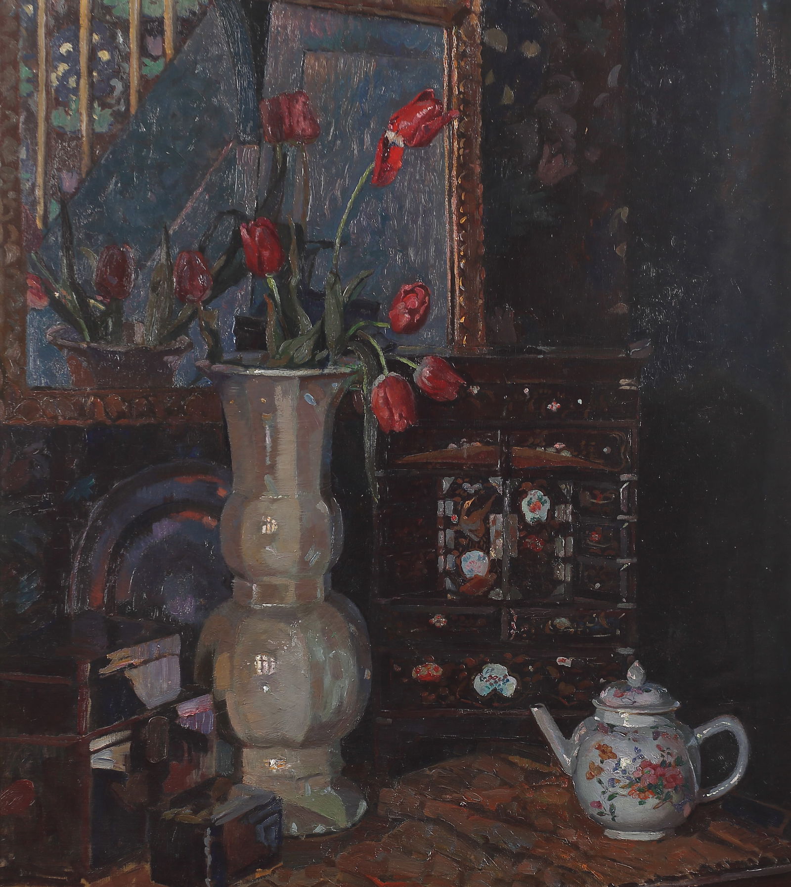 Edgard Wiethase (Belgium 1881-1965), Still Life - Oriental Objects Darz, 1924, oil on canvas (1 of 1)