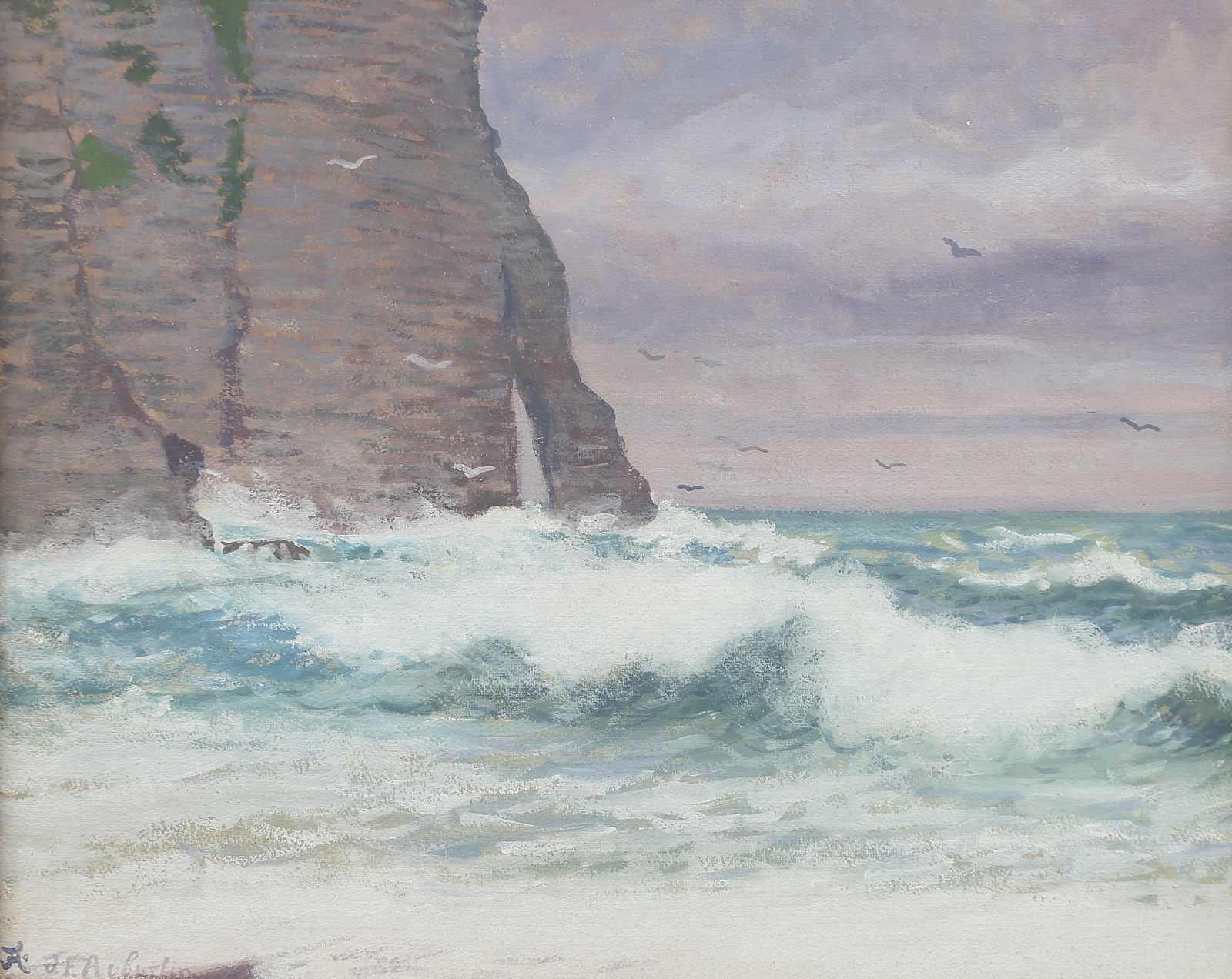 Jenn Francois Auburtin (French 1866-1930), Etretat, Normandy, gouache on paper (1 of 1)