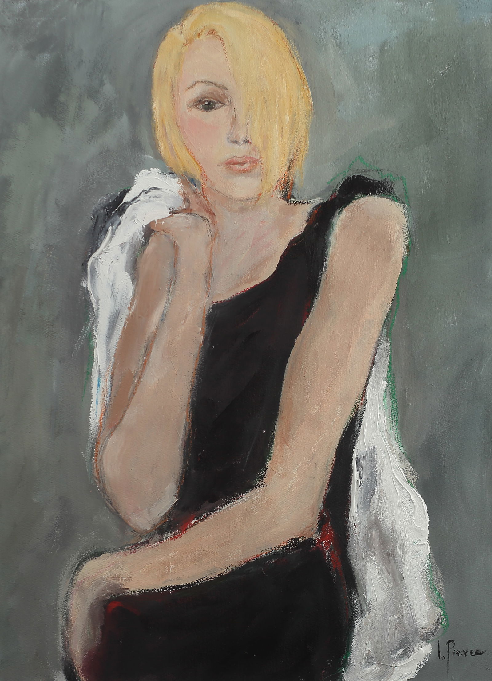 Leigh Ford Pierce (Am. 20th Cent.), The Look, mixed media on paper: The Look, mixed media on paper, 29 x 21, signed lower right: L Pierce