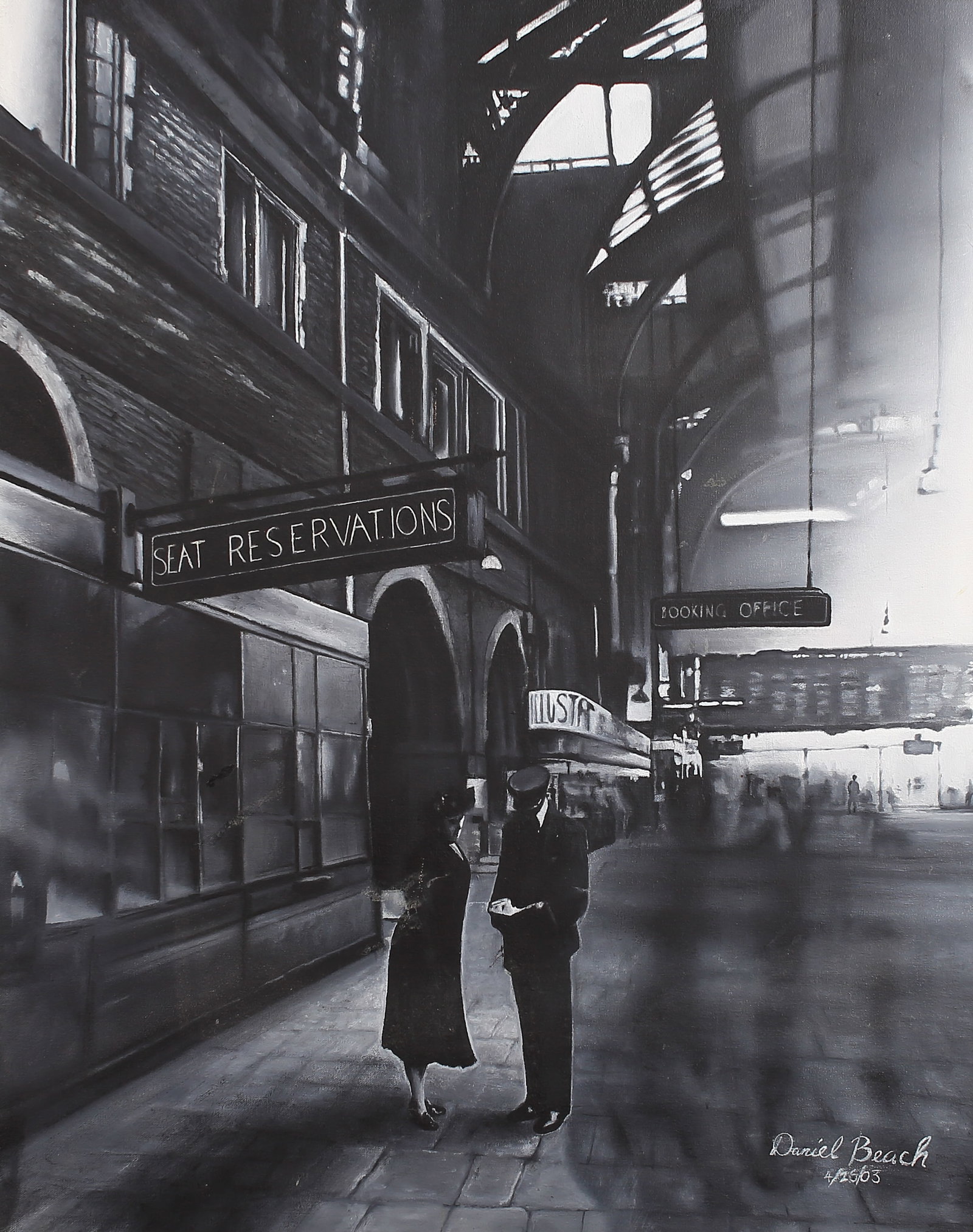 Daniel Beach (Am. 20th Cent.), Locomotion, 2003, oil on canvas: Locomotion, 2003, oil on canvas, 24 x 30, signed lower right: Daniel Beach 4/25/03