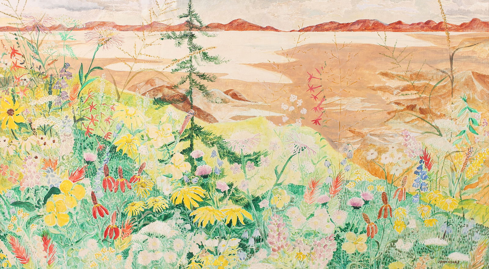 John Meigs (Am. 1916-2003), Sierra Blanca Spring, oil on board (1 of 1)