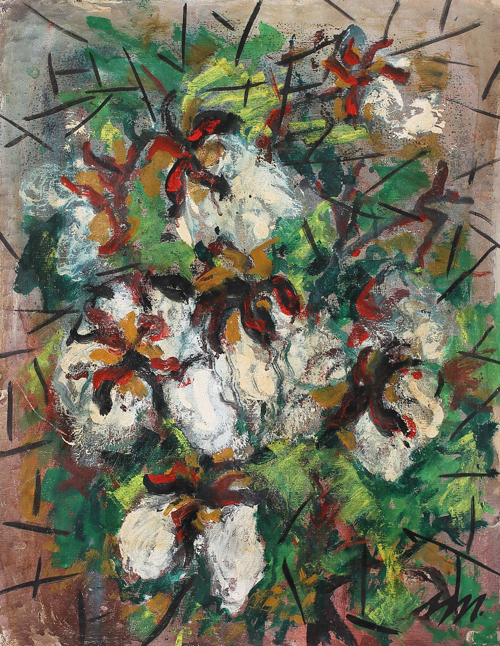 Josephine Mahaffey (Am. 1903-1982), Cotton Bolls, oil on canvas (1 of 1)